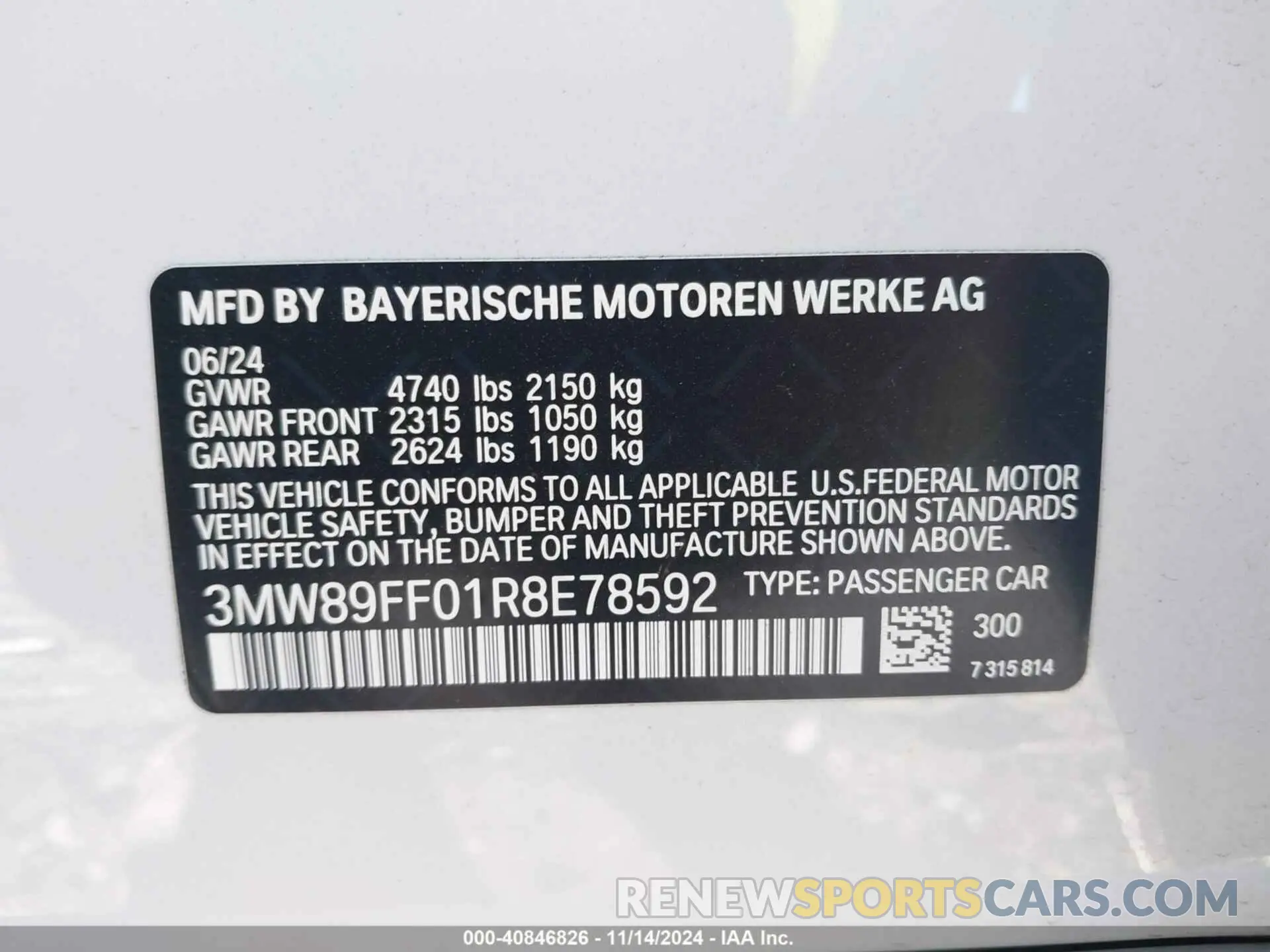 9 Photograph of a damaged car 3MW89FF01R8E78592 BMW 3 SERIES 2024