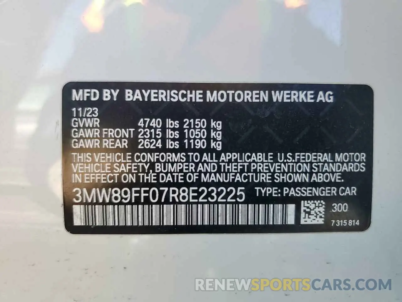 12 Photograph of a damaged car 3MW89FF07R8E23225 BMW 3 SERIES 2024