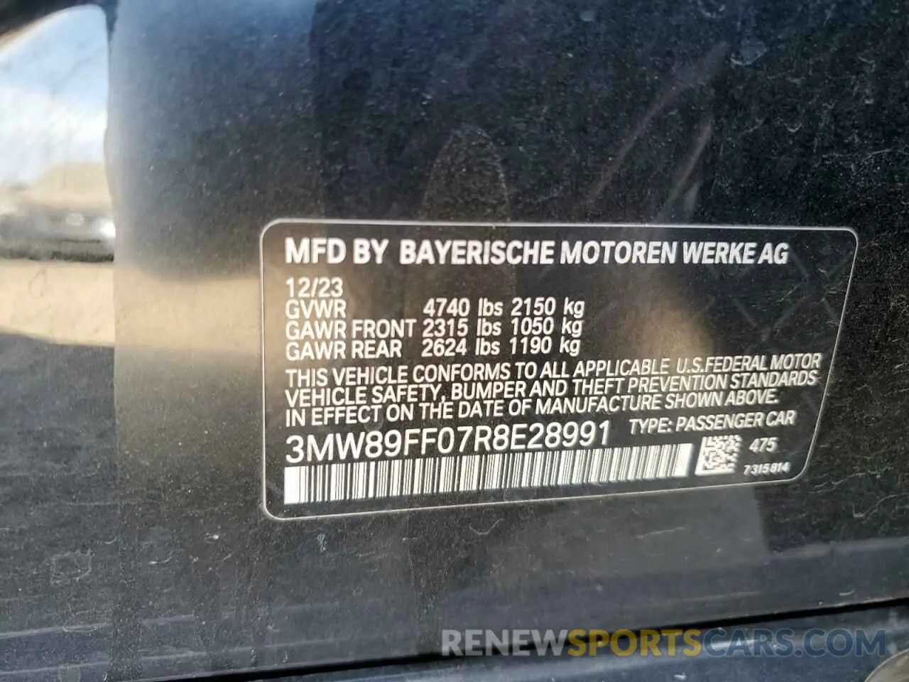13 Photograph of a damaged car 3MW89FF07R8E28991 BMW 3 SERIES 2024
