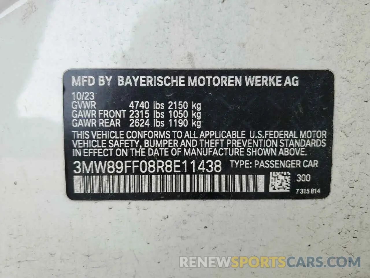 13 Photograph of a damaged car 3MW89FF08R8E11438 BMW 3 SERIES 2024