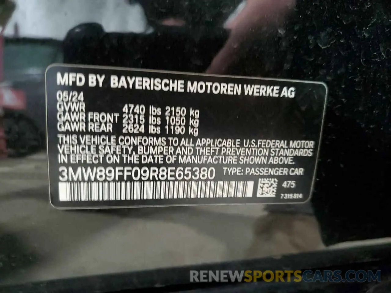 13 Photograph of a damaged car 3MW89FF09R8E65380 BMW 3 SERIES 2024