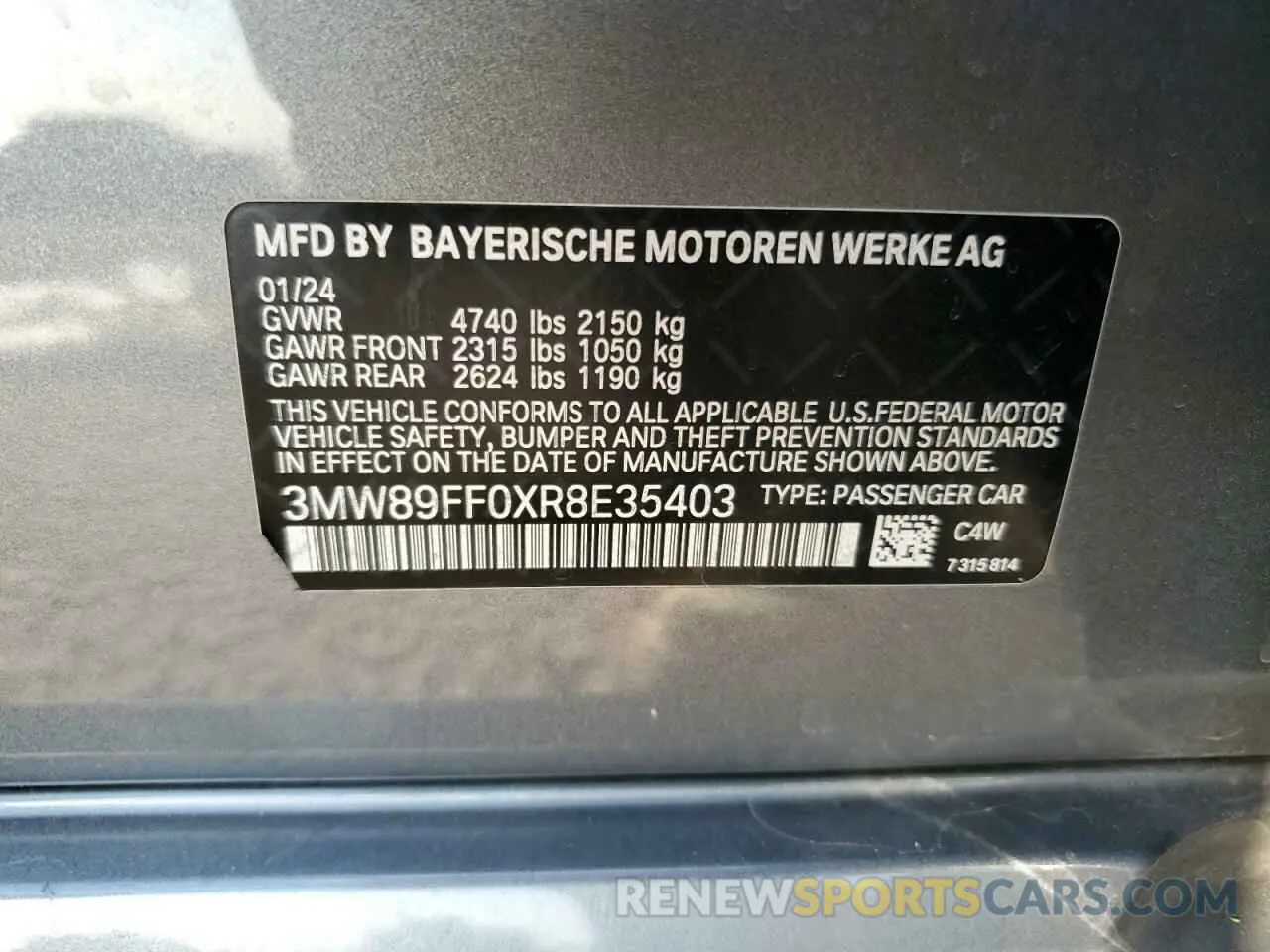 12 Photograph of a damaged car 3MW89FF0XR8E35403 BMW 3 SERIES 2024