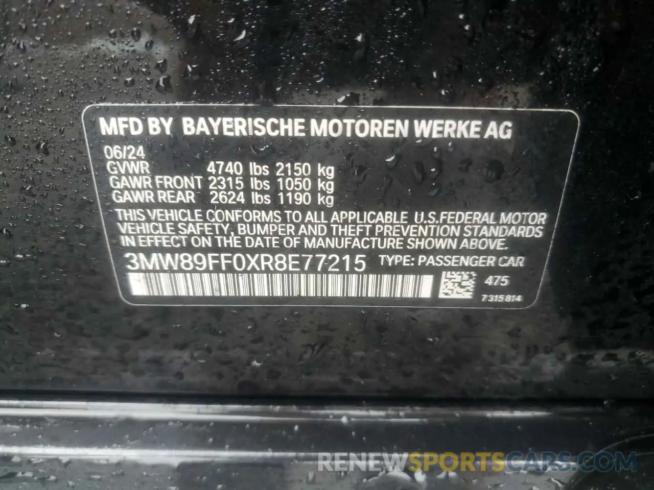 14 Photograph of a damaged car 3MW89FF0XR8E77215 BMW 3 SERIES 2024