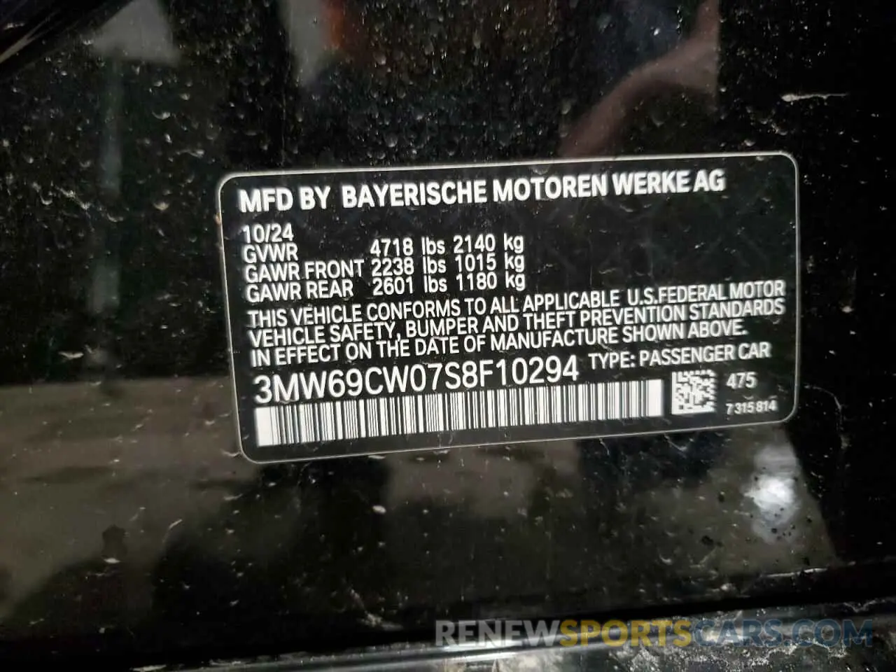 13 Photograph of a damaged car 3MW69CW07S8F10294 BMW 3 SERIES 2025