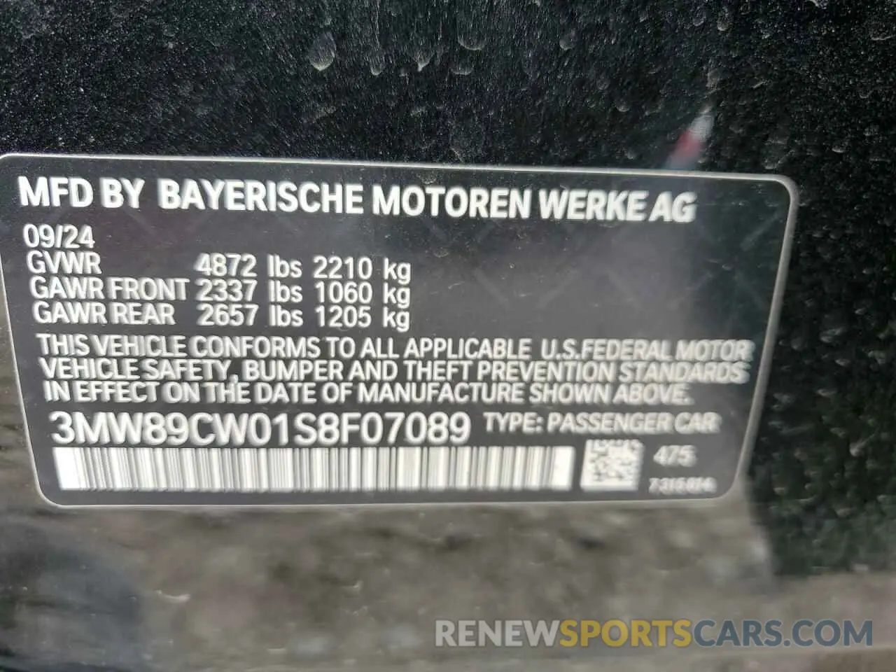 13 Photograph of a damaged car 3MW89CW01S8F07089 BMW 3 SERIES 2025