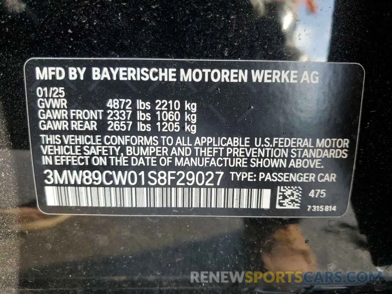 12 Photograph of a damaged car 3MW89CW01S8F29027 BMW 3 SERIES 2025