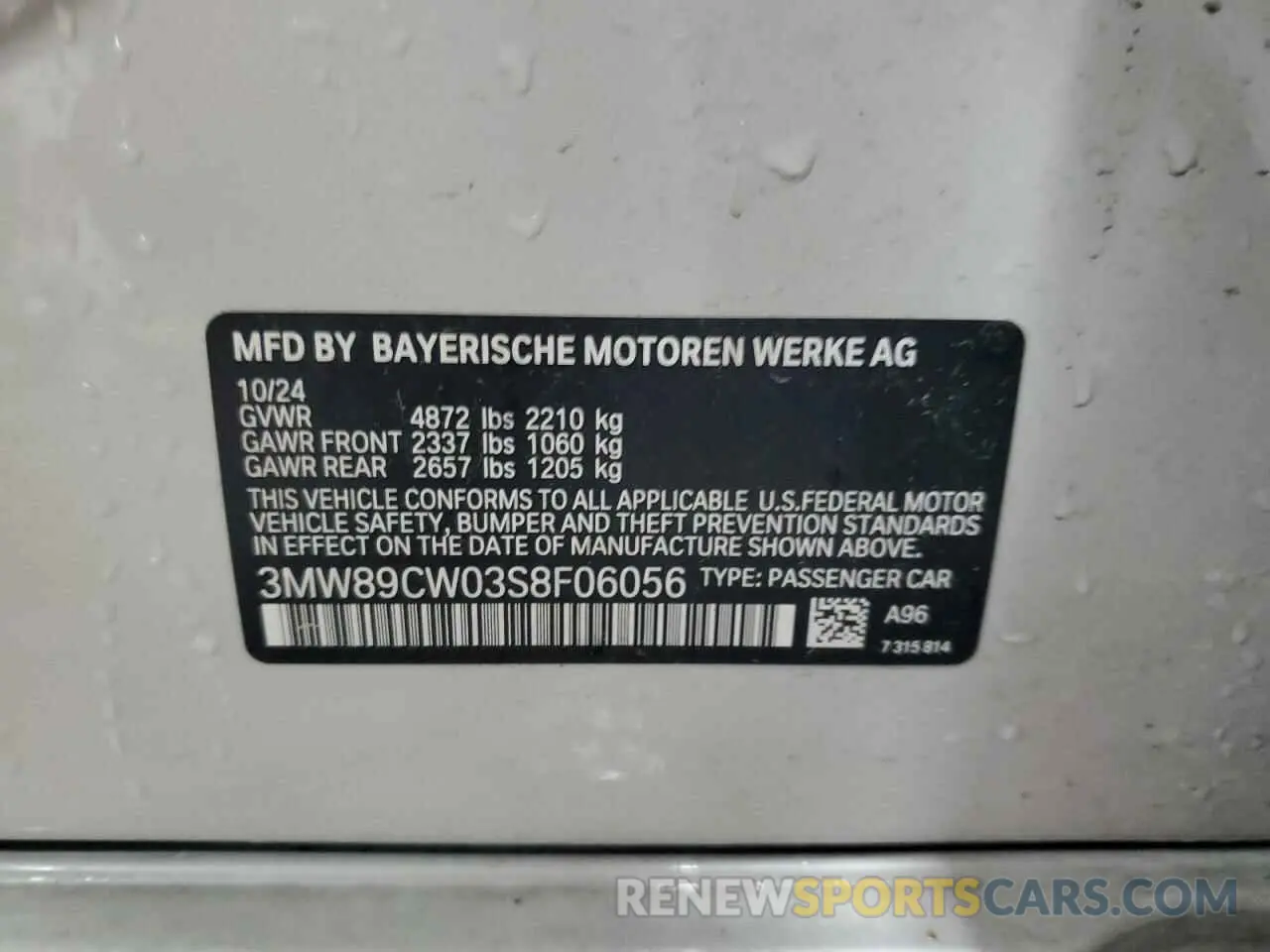 12 Photograph of a damaged car 3MW89CW03S8F06056 BMW 3 SERIES 2025