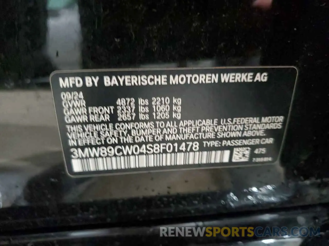 12 Photograph of a damaged car 3MW89CW04S8F01478 BMW 3 SERIES 2025