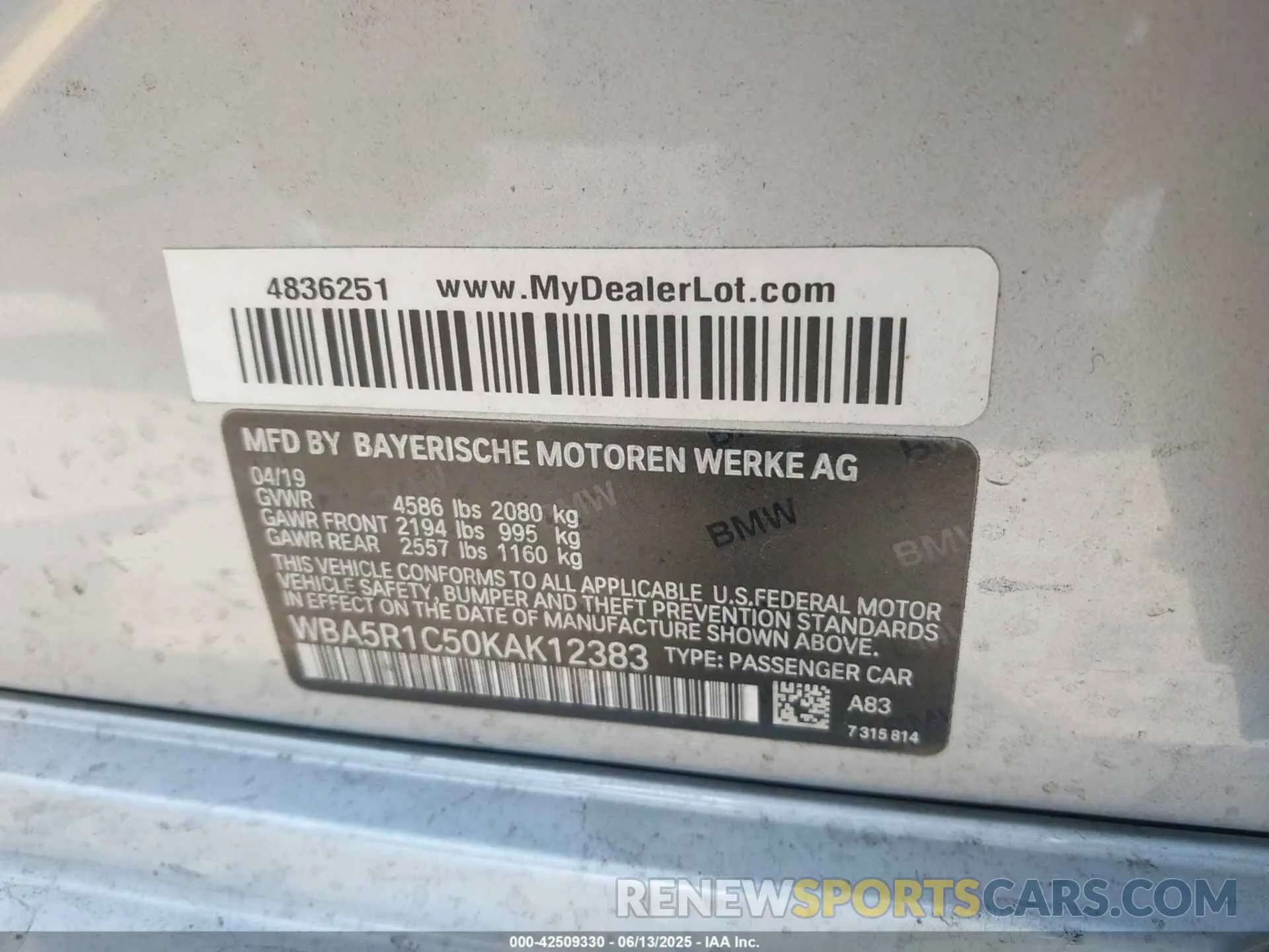 9 Photograph of a damaged car WBA5R1C50KAK12383 BMW 330I 2019