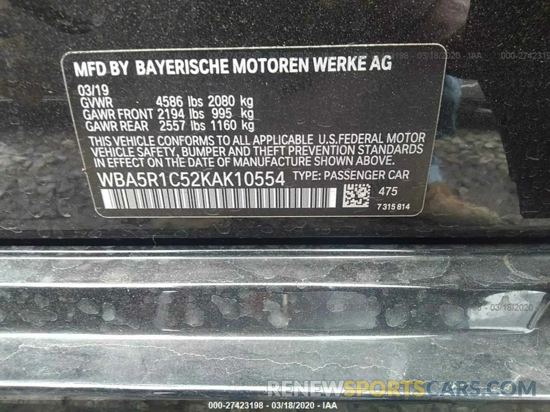 9 Photograph of a damaged car WBA5R1C52KAK10554 BMW 330I 2019