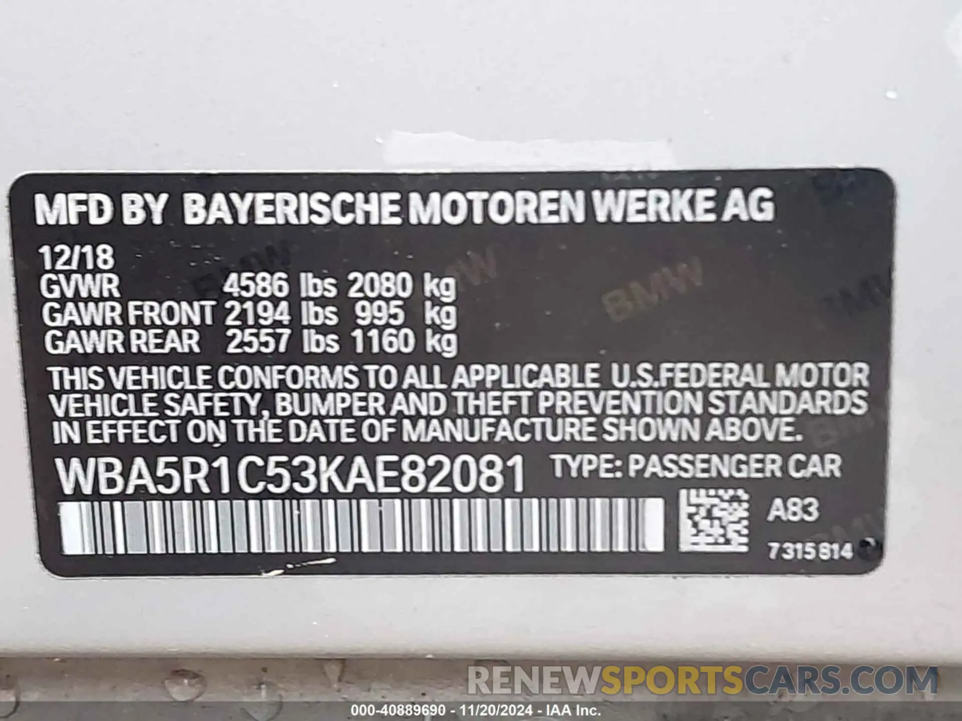 9 Photograph of a damaged car WBA5R1C53KAE82081 BMW 330I 2019