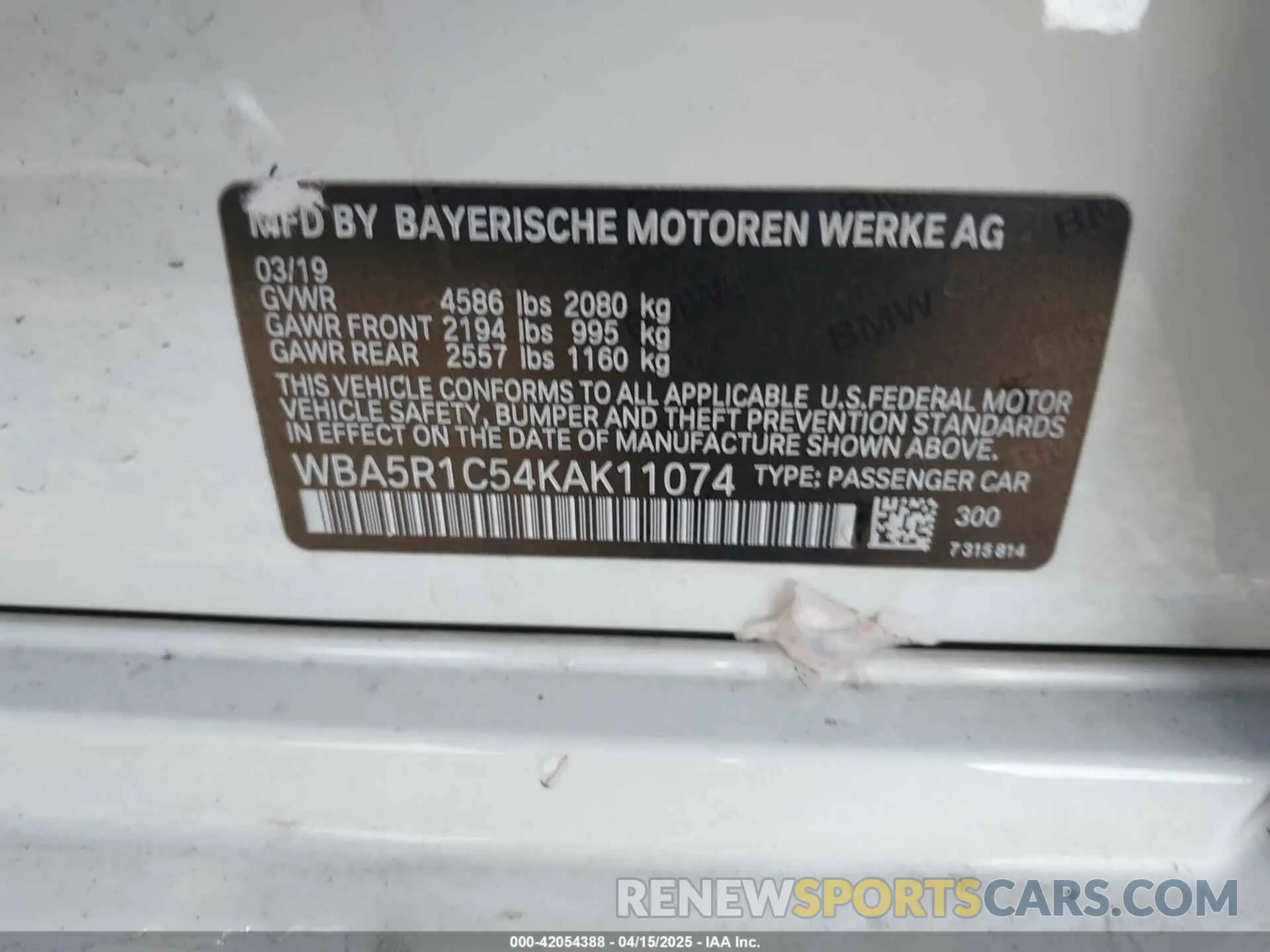 9 Photograph of a damaged car WBA5R1C54KAK11074 BMW 330I 2019