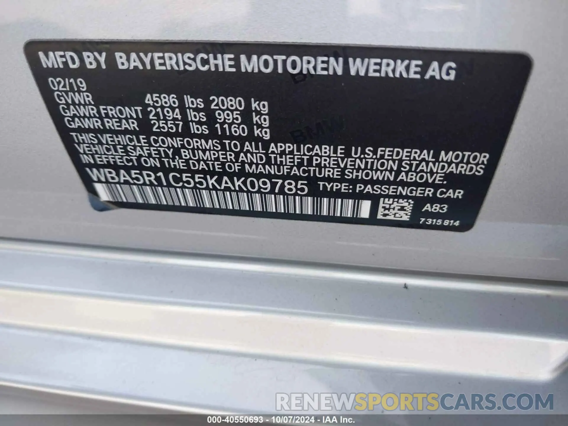 9 Photograph of a damaged car WBA5R1C55KAK09785 BMW 330I 2019