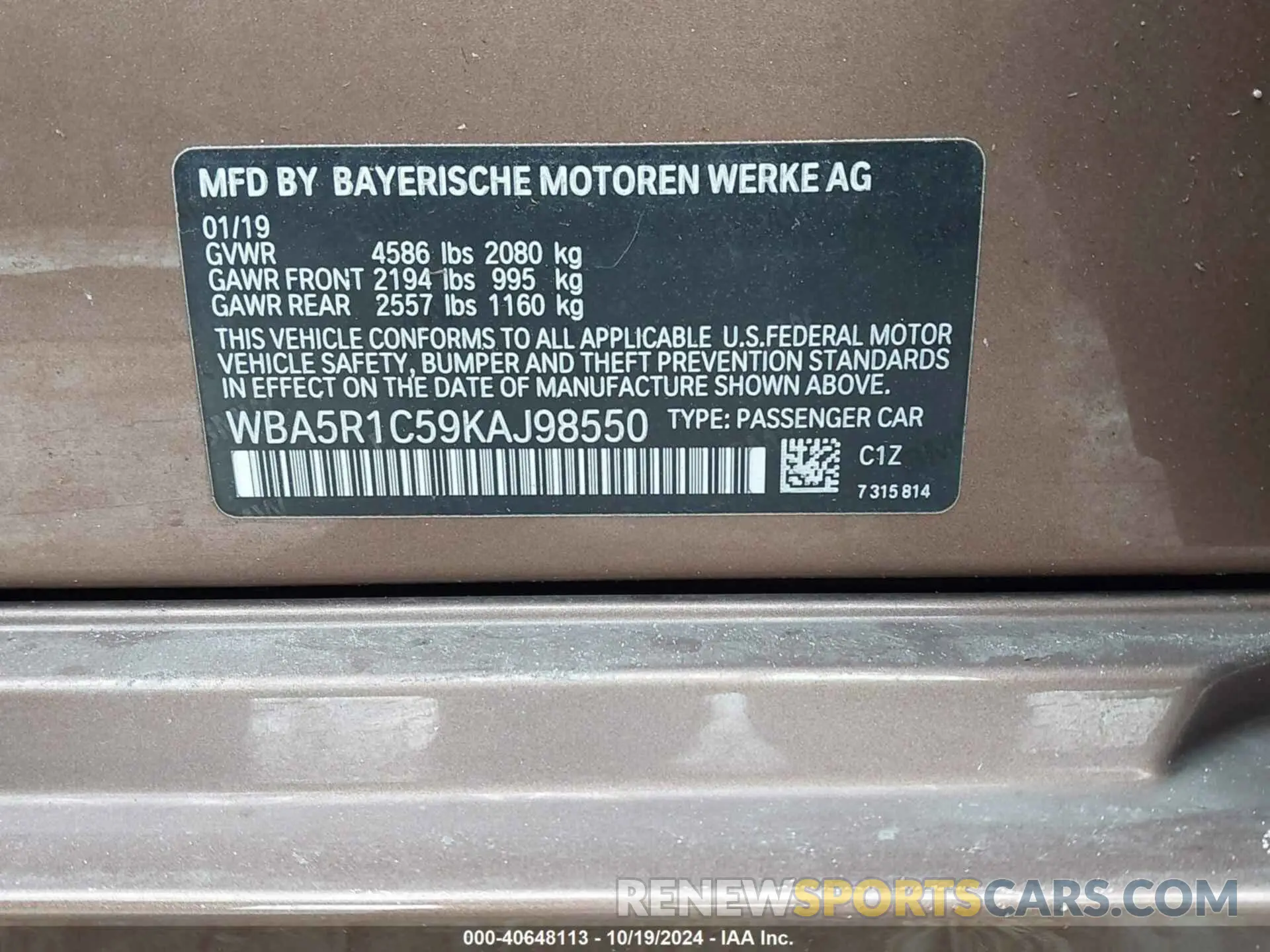 9 Photograph of a damaged car WBA5R1C59KAJ98550 BMW 330I 2019