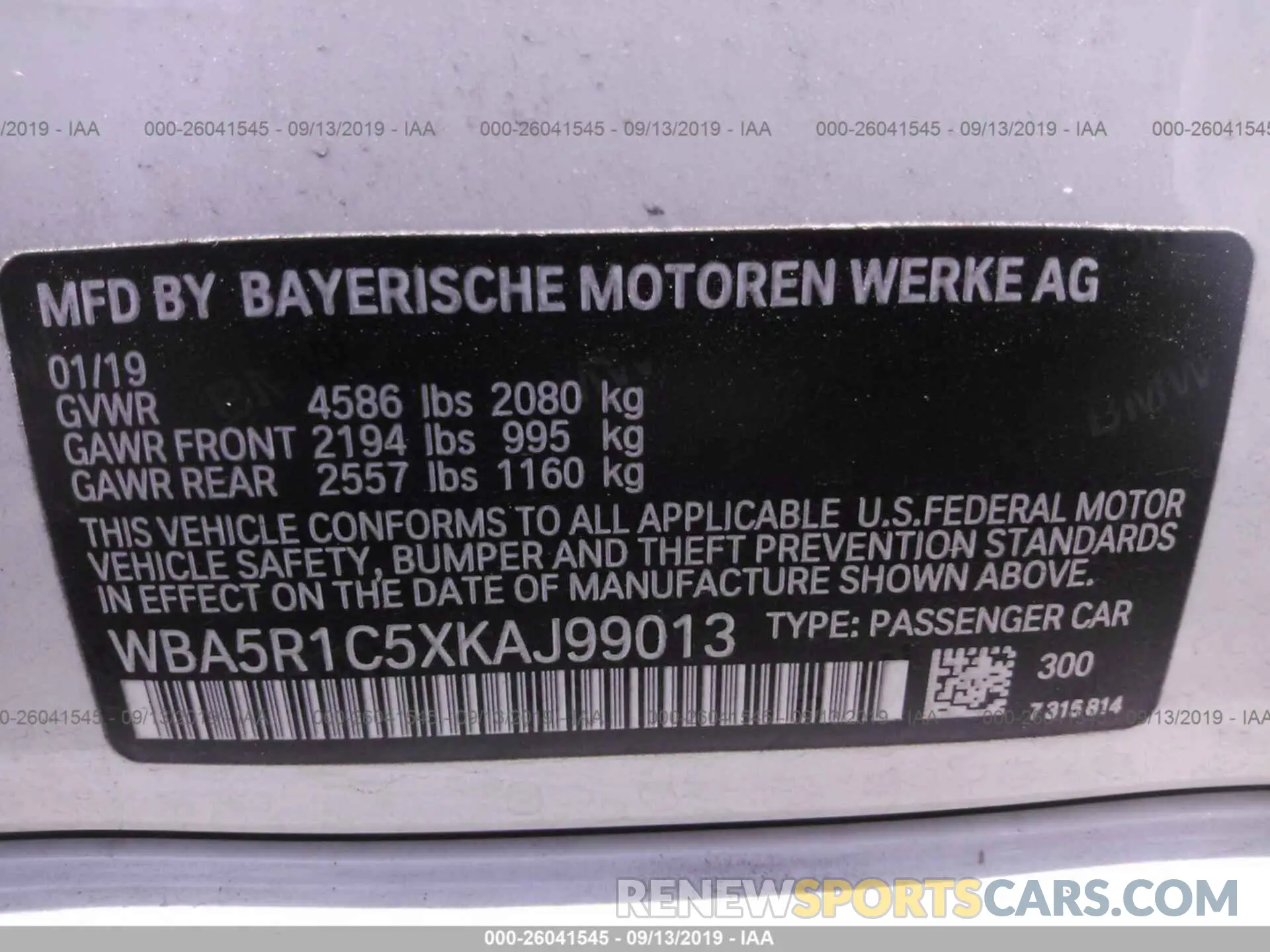 9 Photograph of a damaged car WBA5R1C5XKAJ99013 BMW 330I 2019