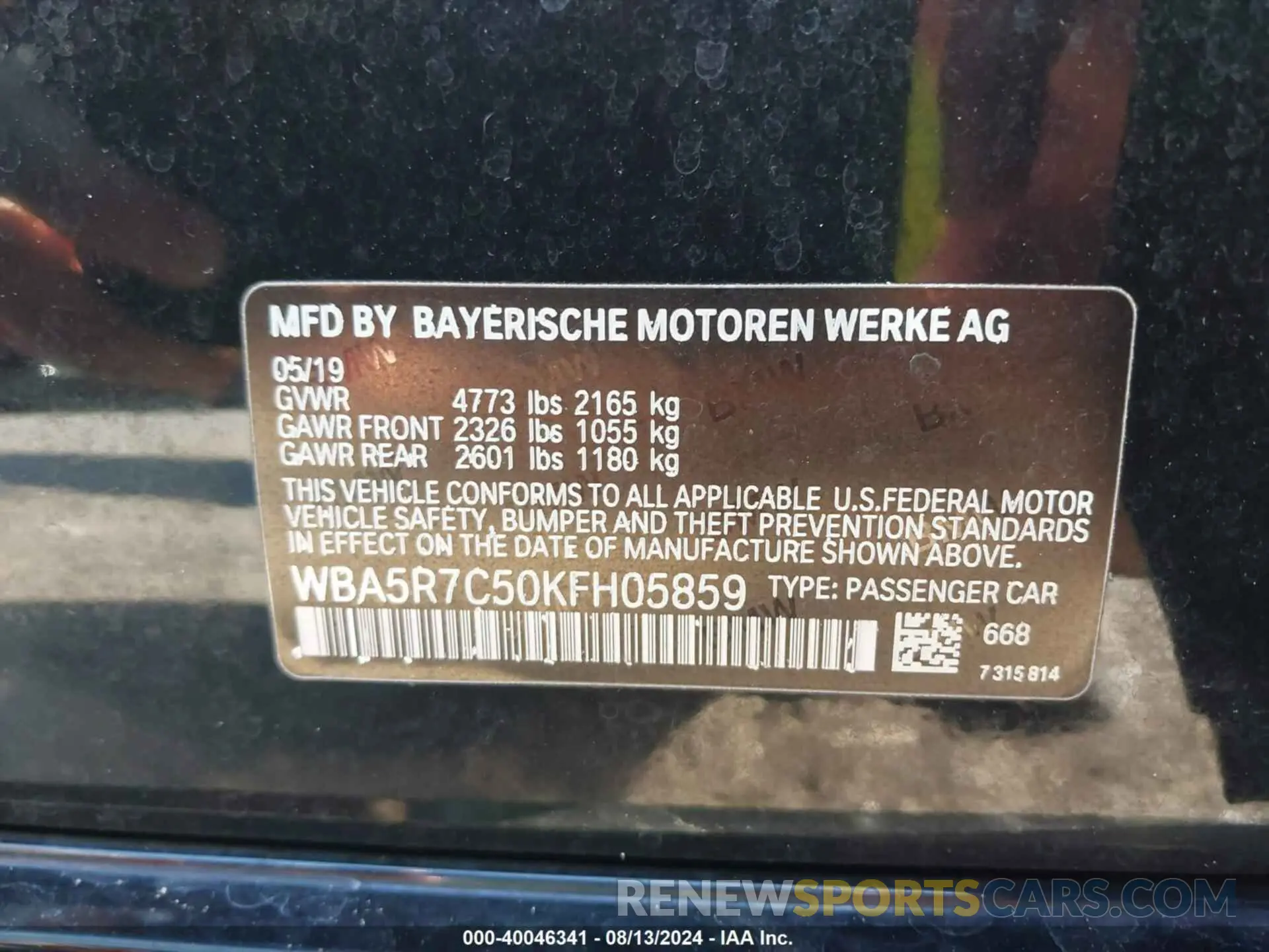 9 Photograph of a damaged car WBA5R7C50KFH05859 BMW 330I 2019