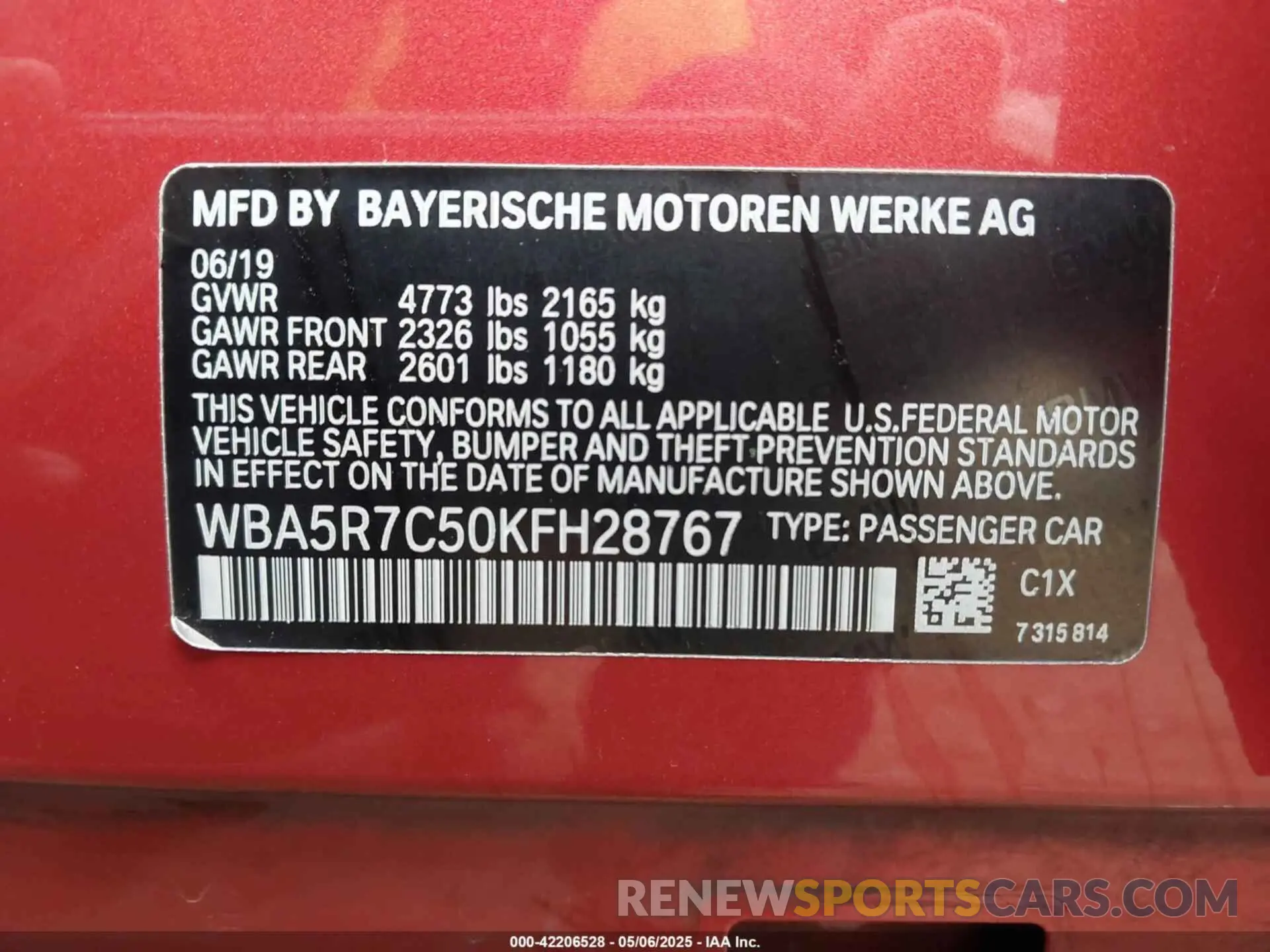 9 Photograph of a damaged car WBA5R7C50KFH28767 BMW 330I 2019