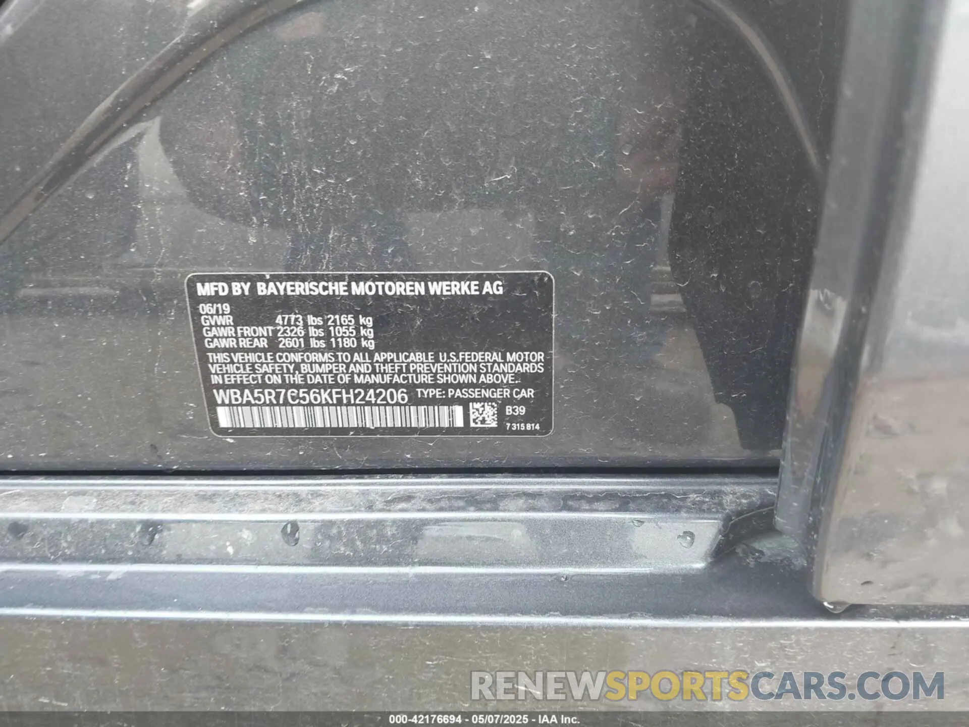 9 Photograph of a damaged car WBA5R7C56KFH24206 BMW 330I 2019