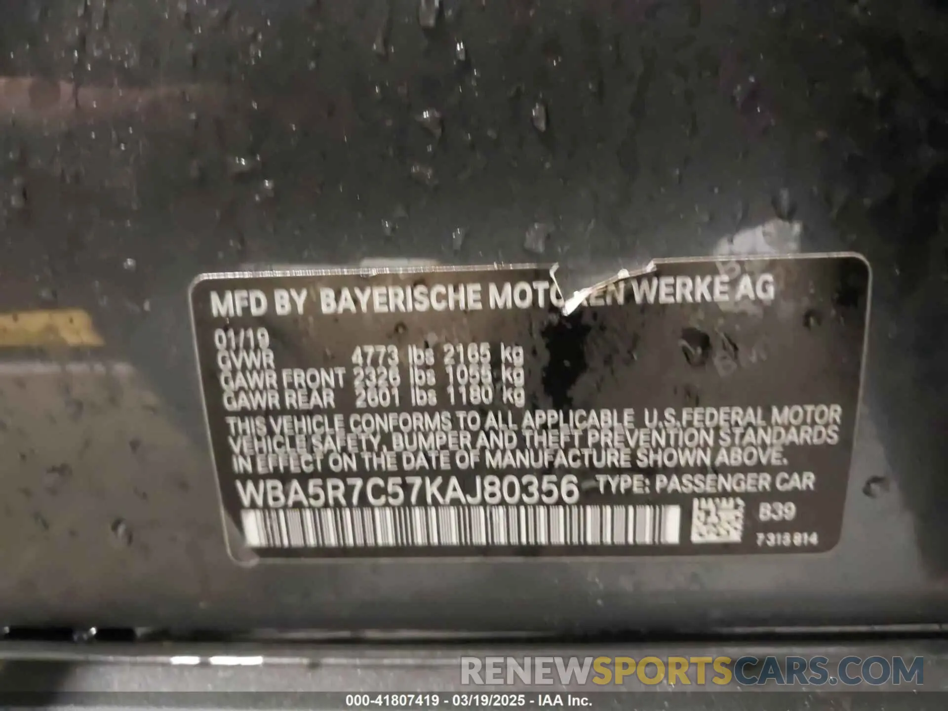 9 Photograph of a damaged car WBA5R7C57KAJ80356 BMW 330I 2019
