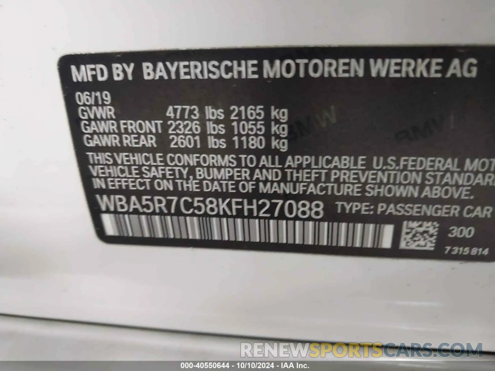 9 Photograph of a damaged car WBA5R7C58KFH27088 BMW 330I 2019