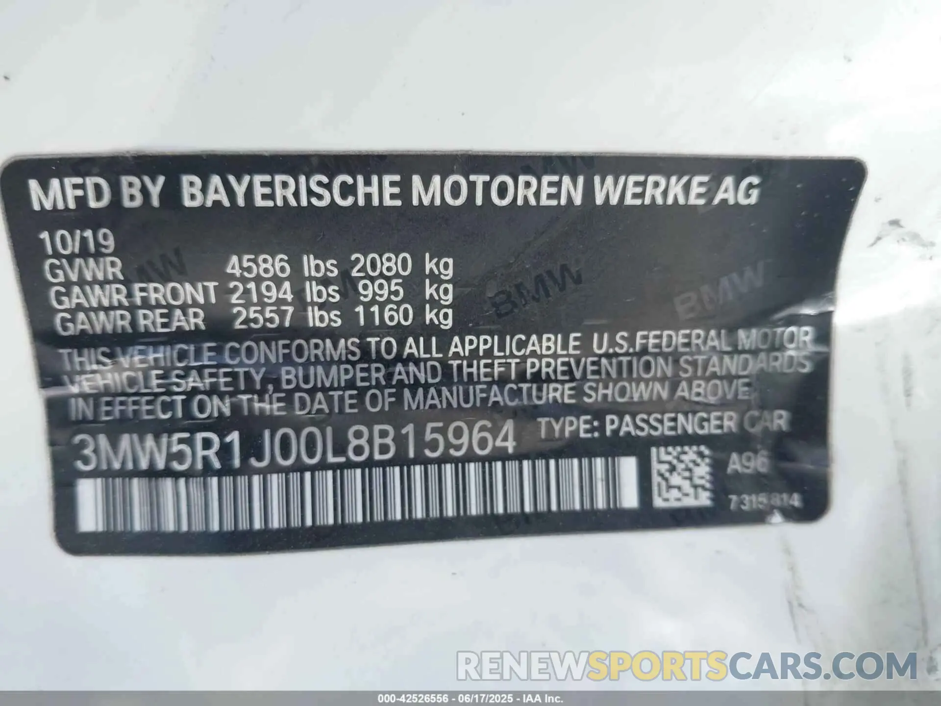 9 Photograph of a damaged car 3MW5R1J00L8B15964 BMW 330I 2020