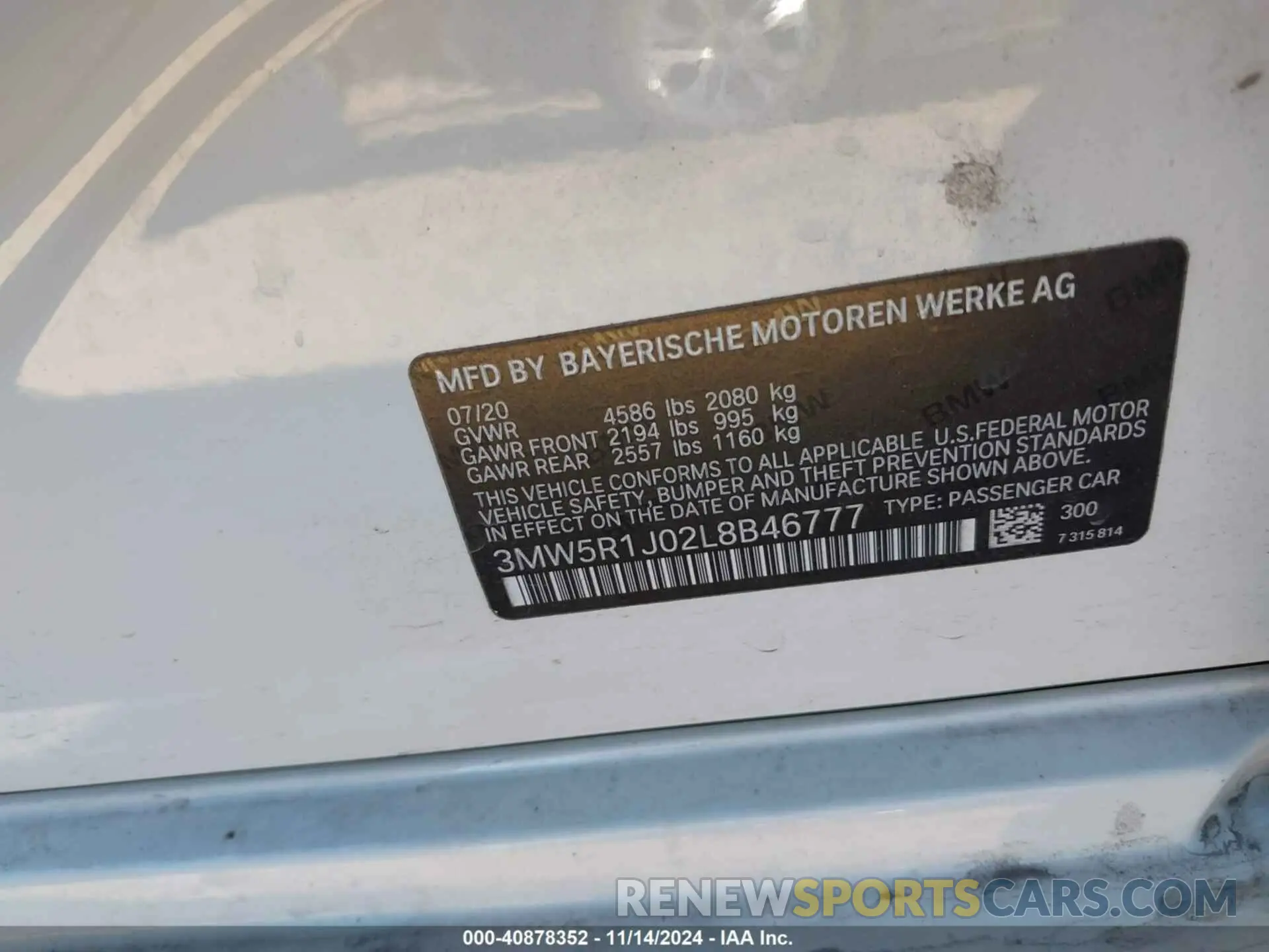 9 Photograph of a damaged car 3MW5R1J02L8B46777 BMW 330I 2020