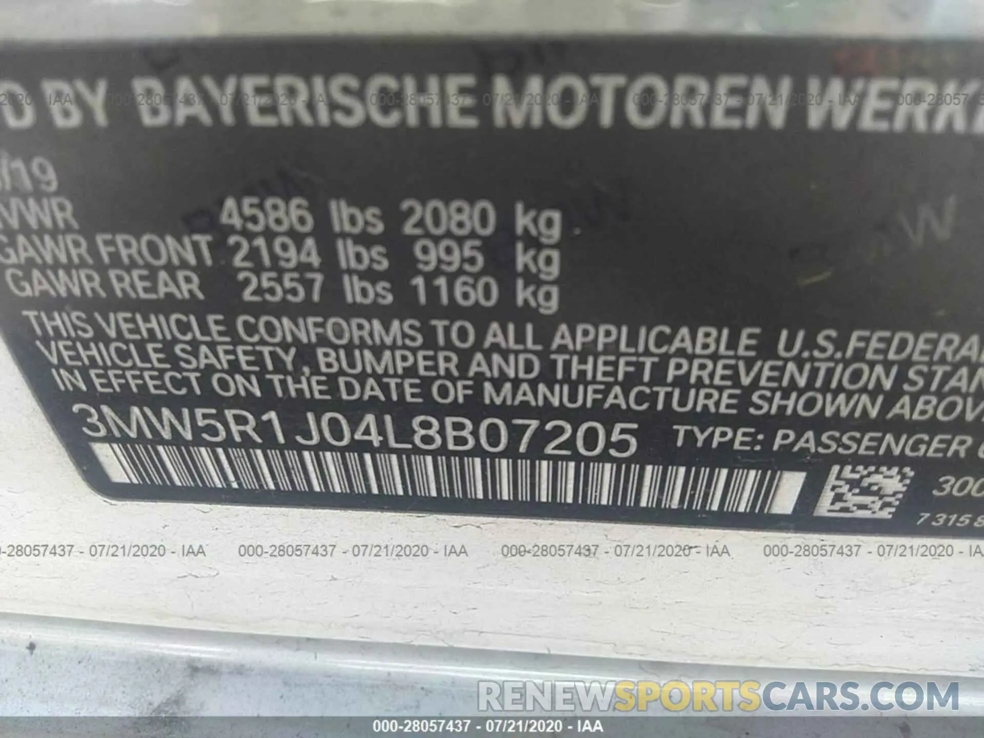 9 Photograph of a damaged car 3MW5R1J04L8B07205 BMW 330I 2020