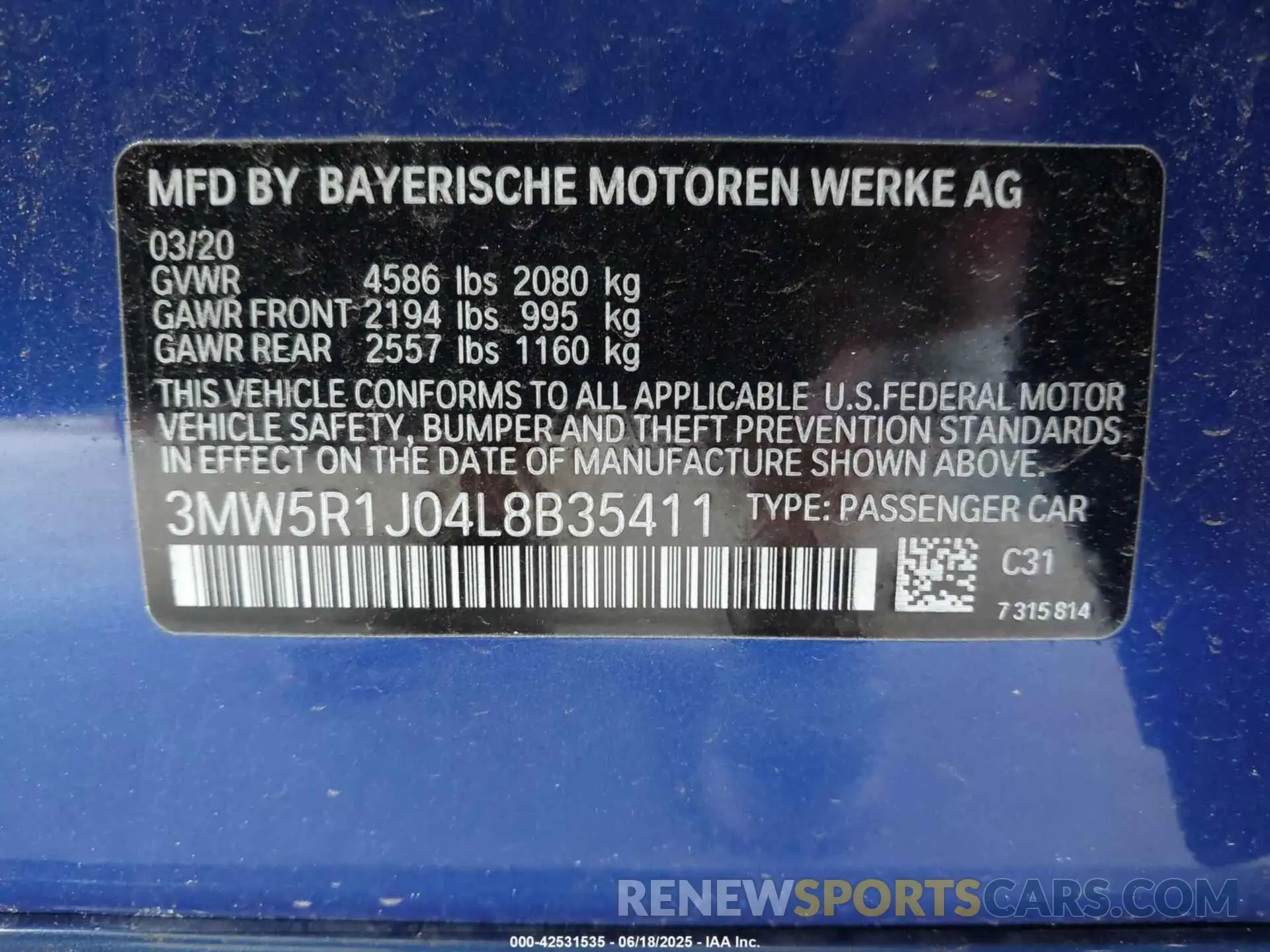 9 Photograph of a damaged car 3MW5R1J04L8B35411 BMW 330I 2020