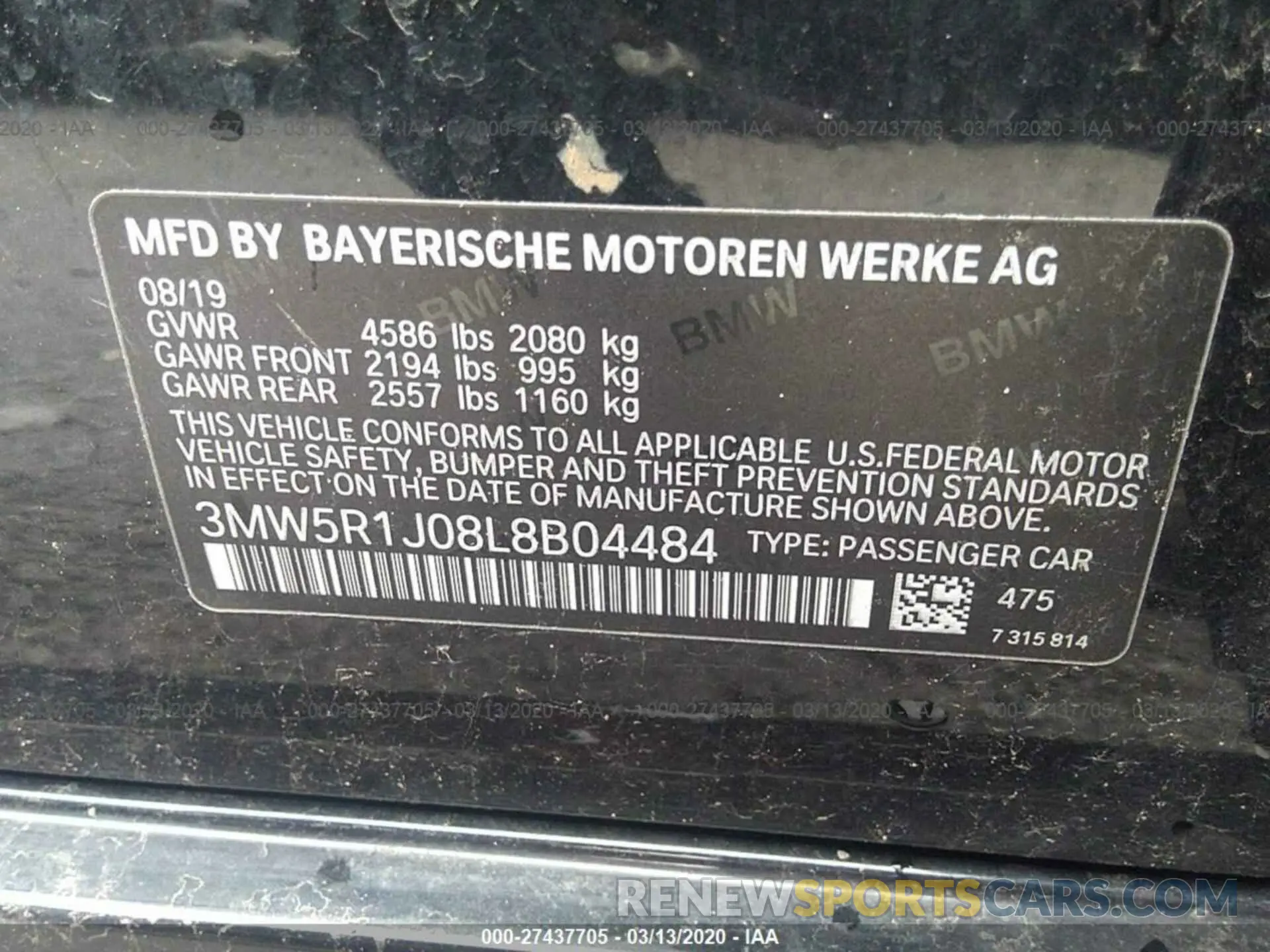 9 Photograph of a damaged car 3MW5R1J08L8B04484 BMW 330I 2020