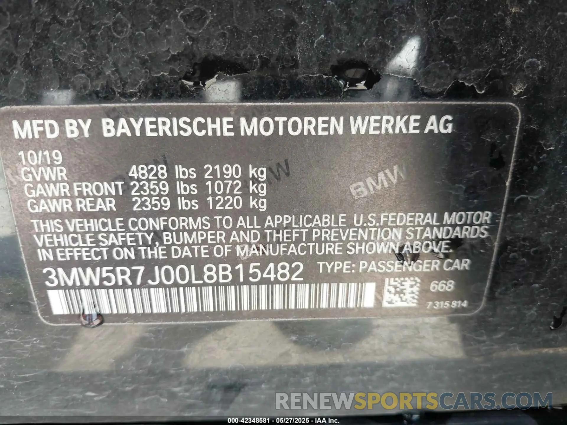 9 Photograph of a damaged car 3MW5R7J00L8B15482 BMW 330I 2020