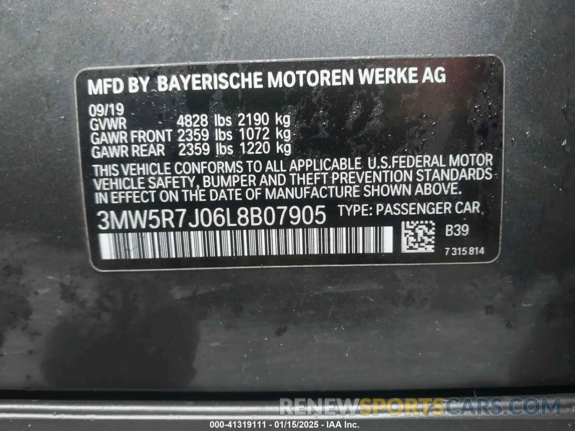 9 Photograph of a damaged car 3MW5R7J06L8B07905 BMW 330I 2020
