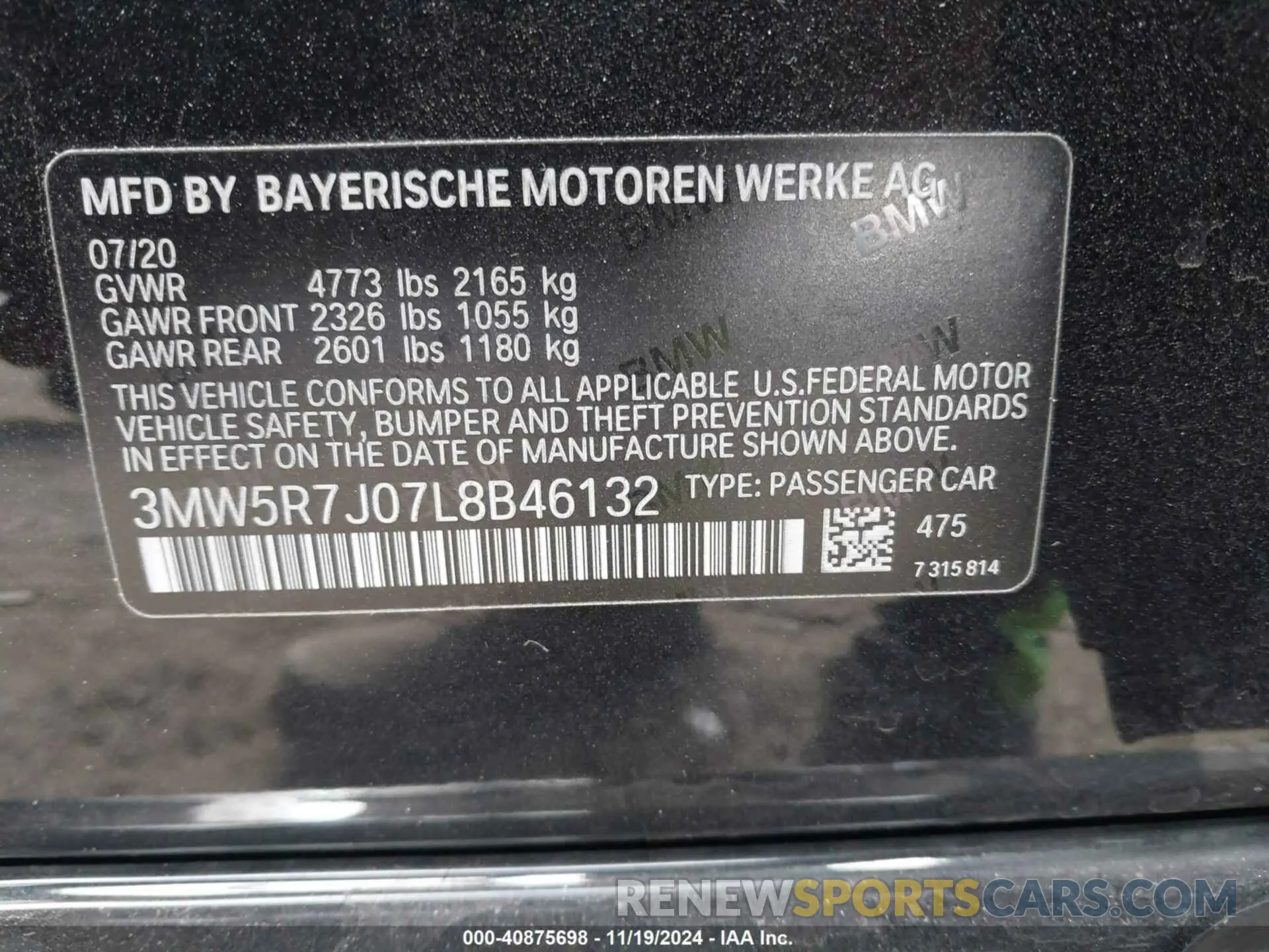 9 Photograph of a damaged car 3MW5R7J07L8B46132 BMW 330I 2020