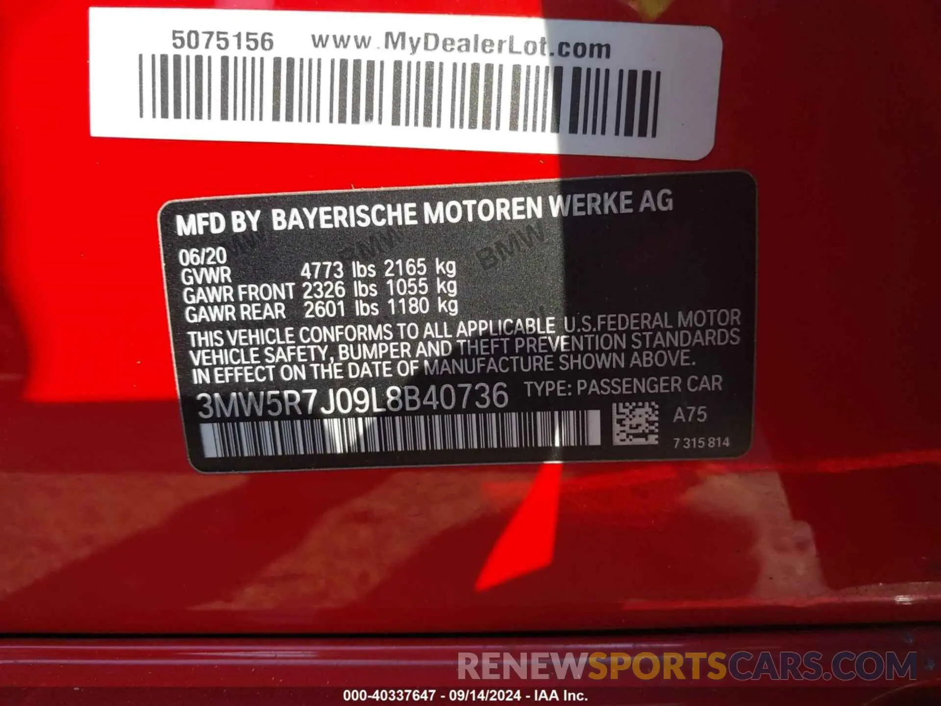 9 Photograph of a damaged car 3MW5R7J09L8B40736 BMW 330I 2020