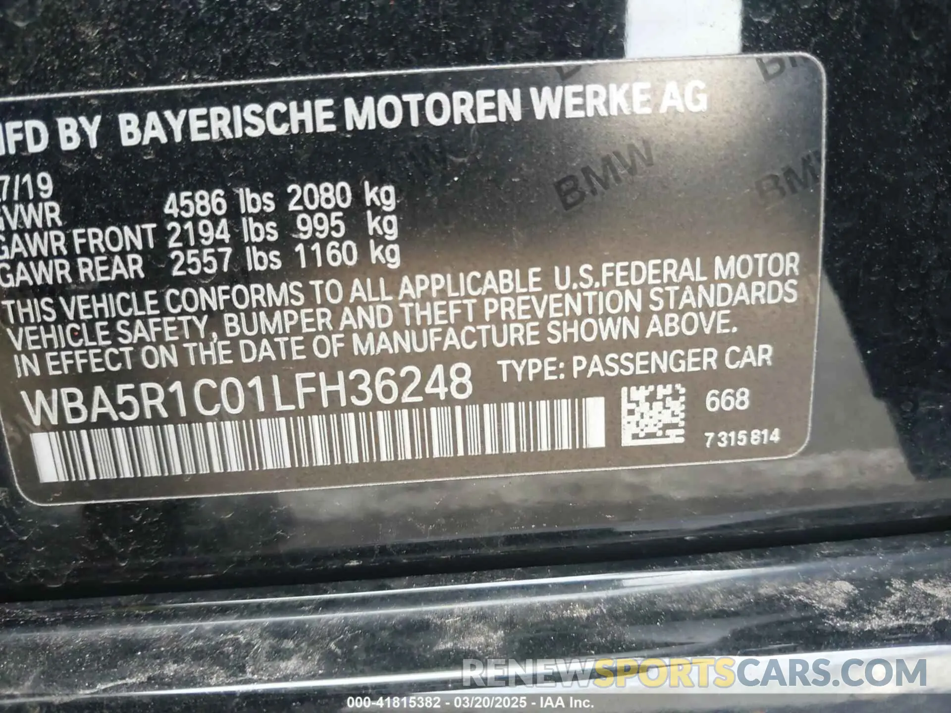 9 Photograph of a damaged car WBA5R1C01LFH36248 BMW 330I 2020