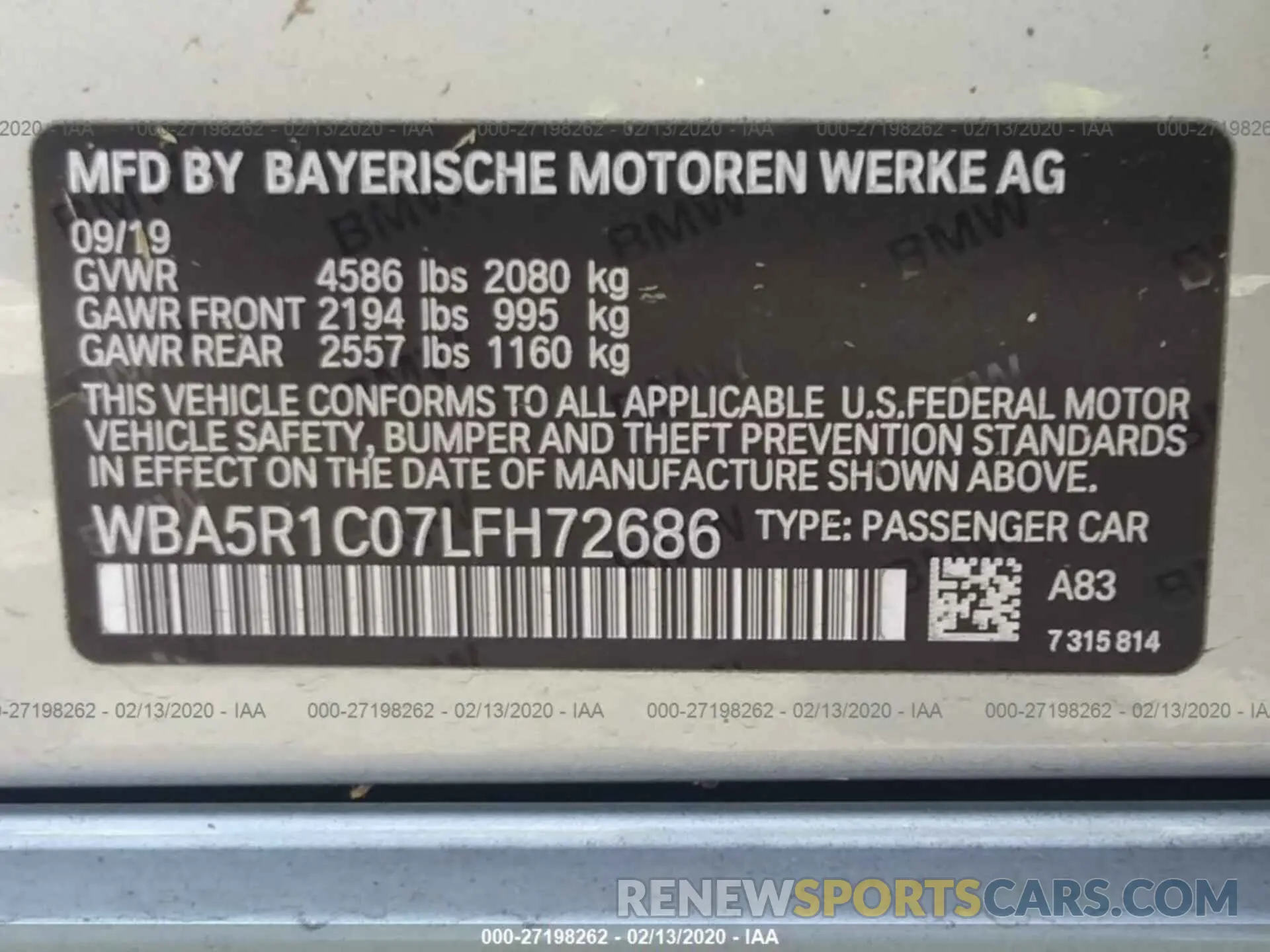 9 Photograph of a damaged car WBA5R1C07LFH72686 BMW 330I 2020