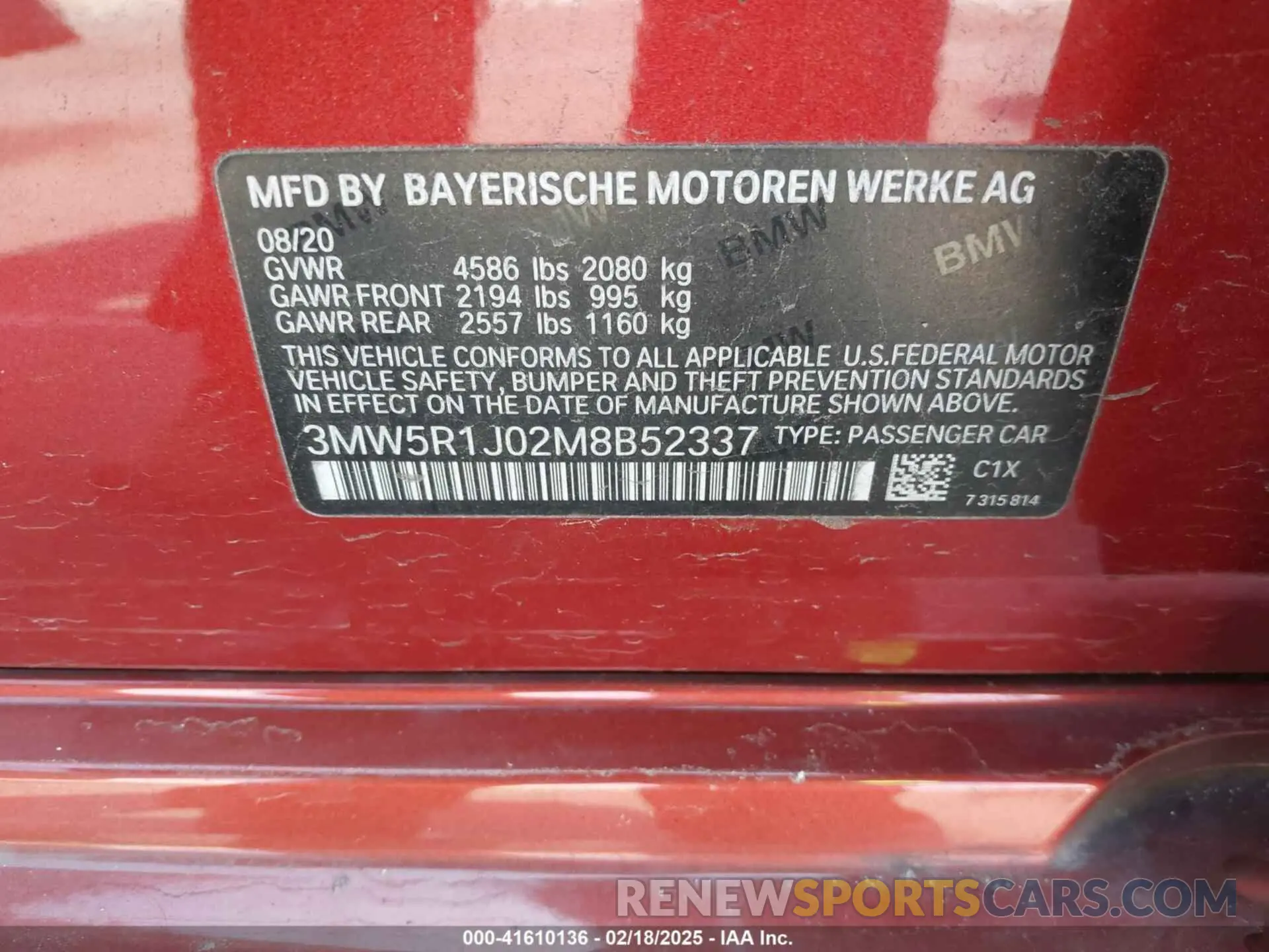 9 Photograph of a damaged car 3MW5R1J02M8B52337 BMW 330I 2021