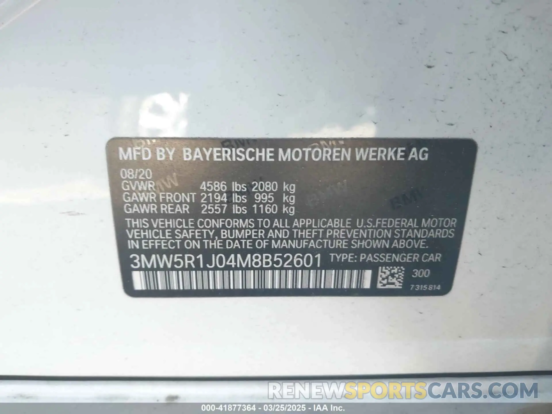 9 Photograph of a damaged car 3MW5R1J04M8B52601 BMW 330I 2021