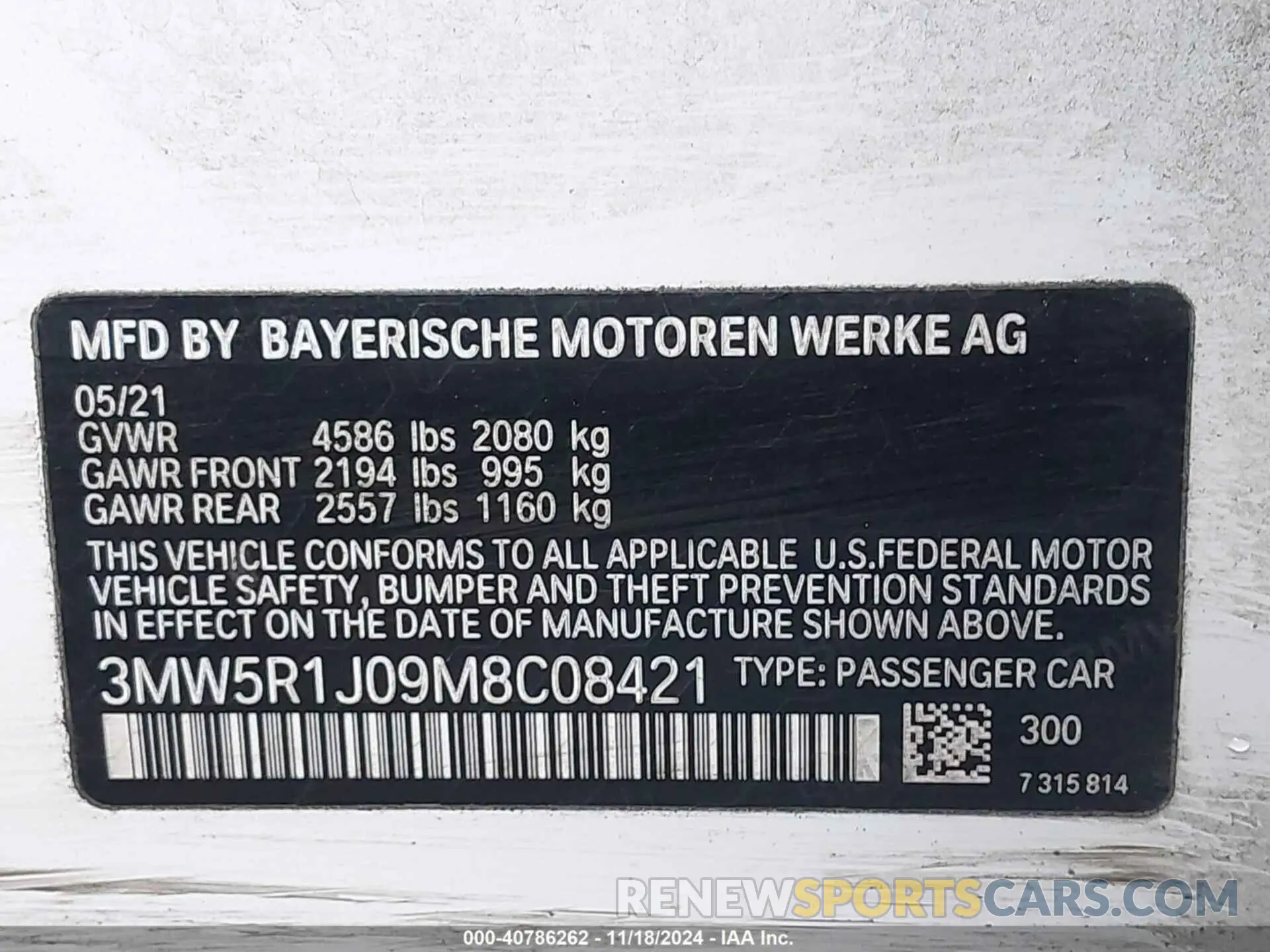 9 Photograph of a damaged car 3MW5R1J09M8C08421 BMW 330I 2021