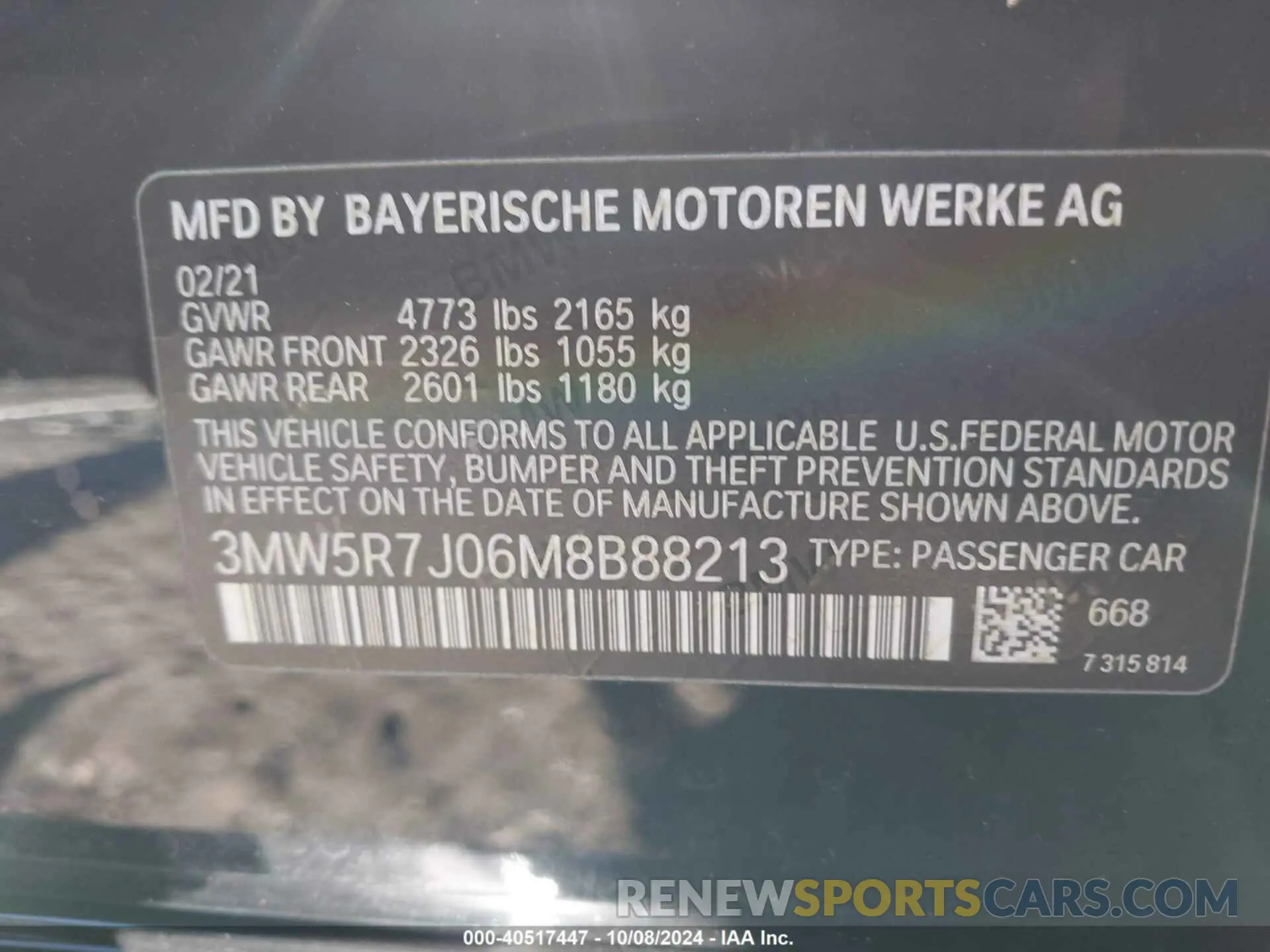 9 Photograph of a damaged car 3MW5R7J06M8B88213 BMW 330I 2021