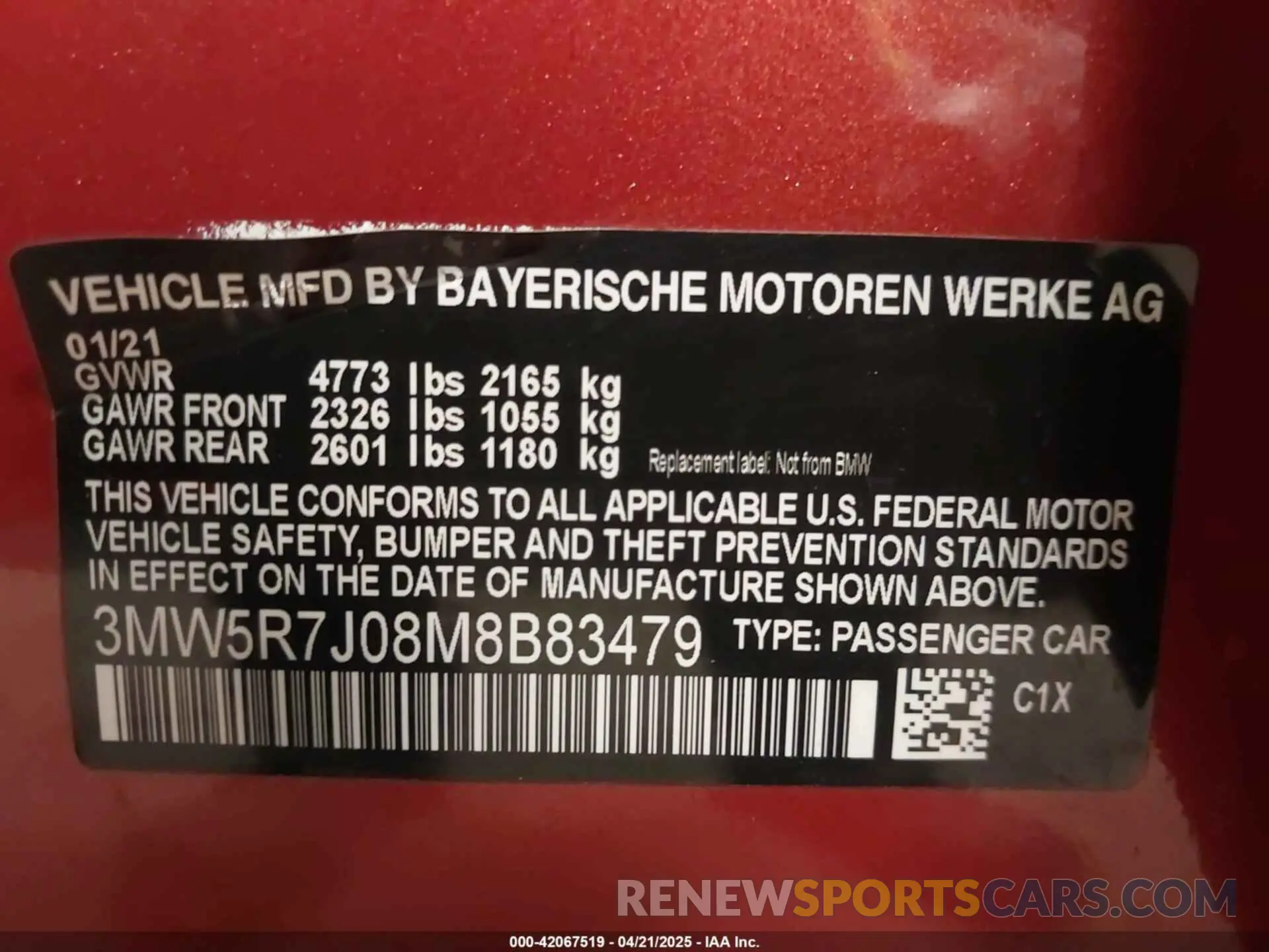 9 Photograph of a damaged car 3MW5R7J08M8B83479 BMW 330I 2021