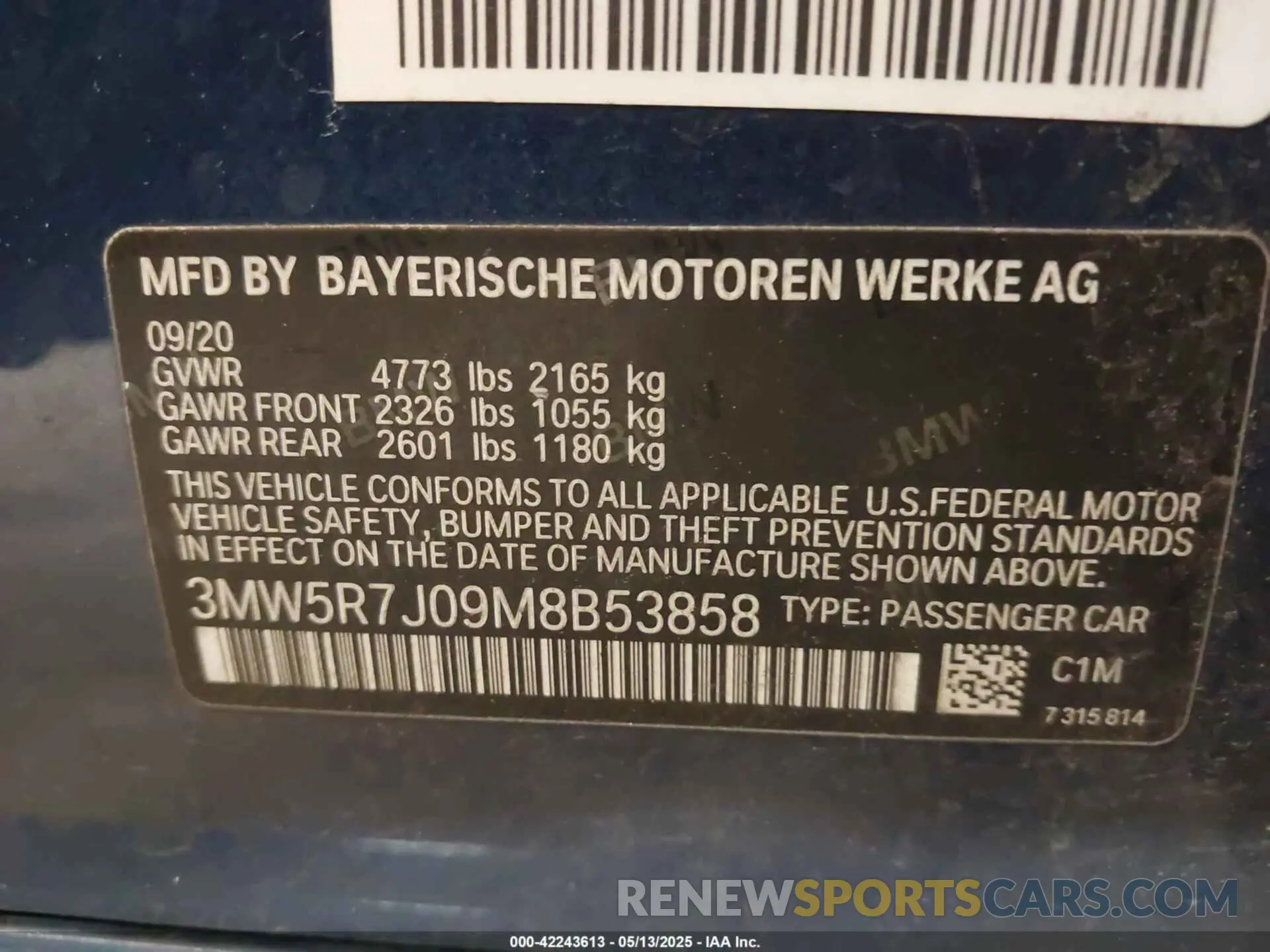 9 Photograph of a damaged car 3MW5R7J09M8B53858 BMW 330I 2021