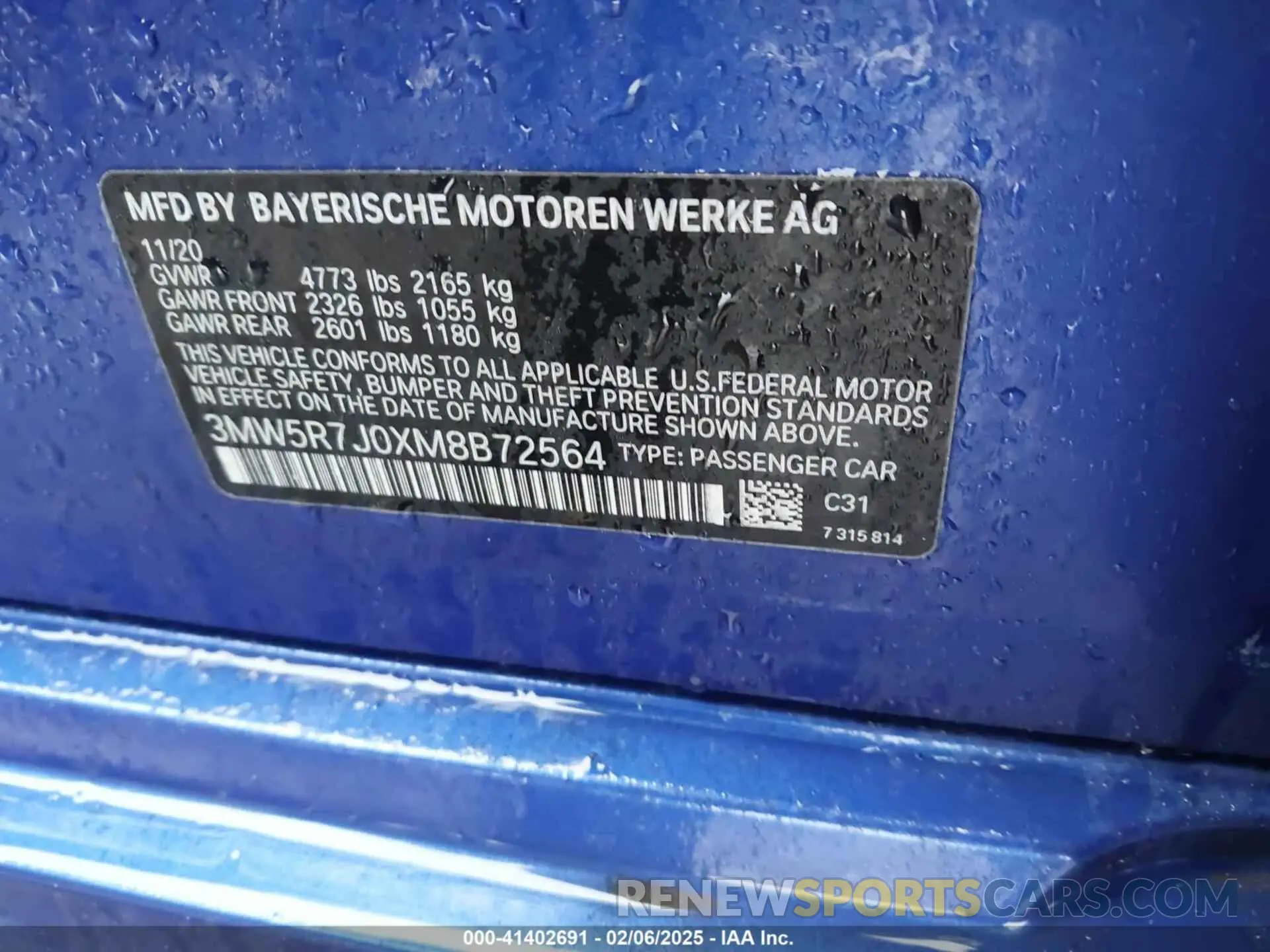 9 Photograph of a damaged car 3MW5R7J0XM8B72564 BMW 330I 2021