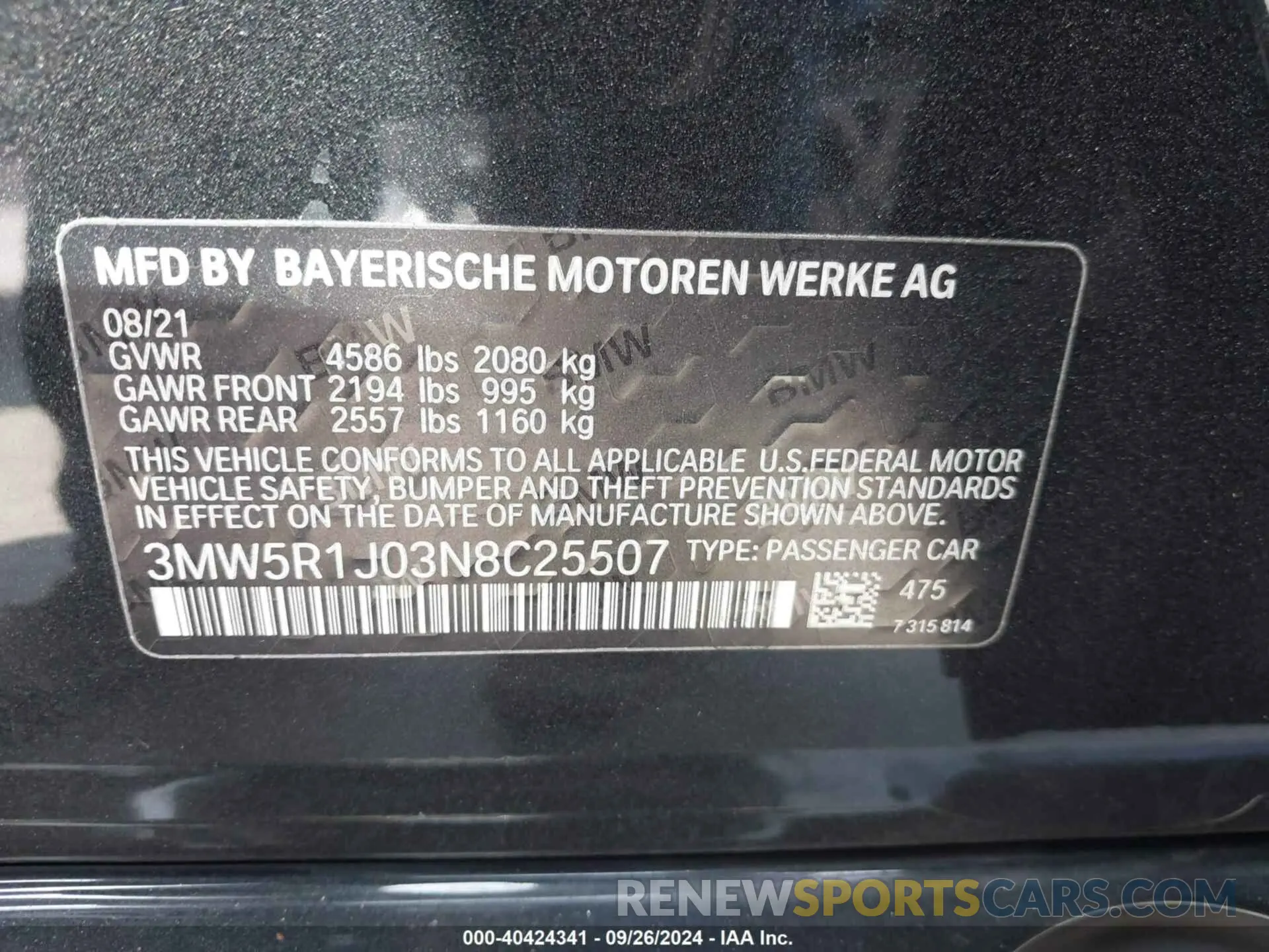 9 Photograph of a damaged car 3MW5R1J03N8C25507 BMW 330I 2022