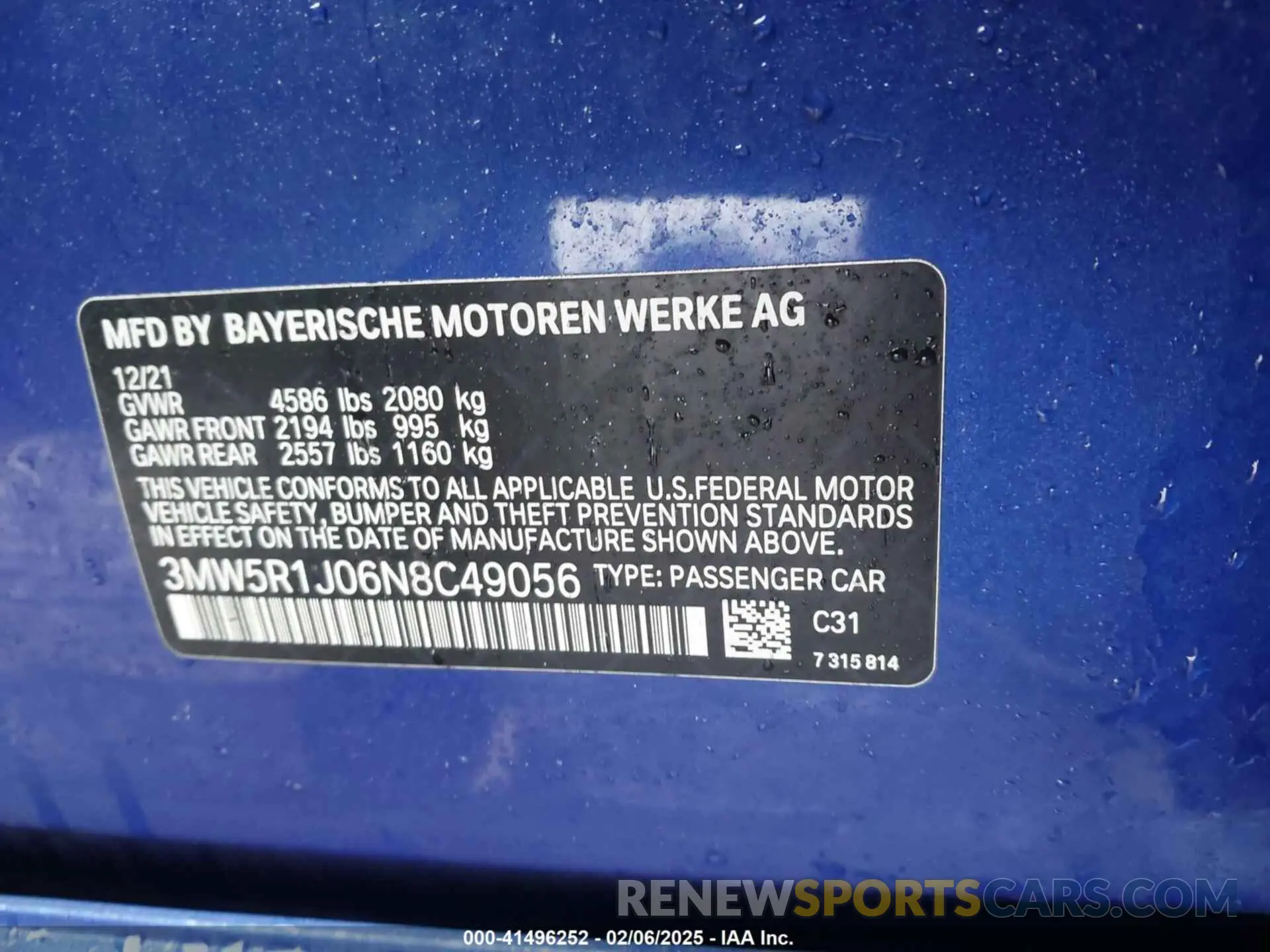9 Photograph of a damaged car 3MW5R1J06N8C49056 BMW 330I 2022