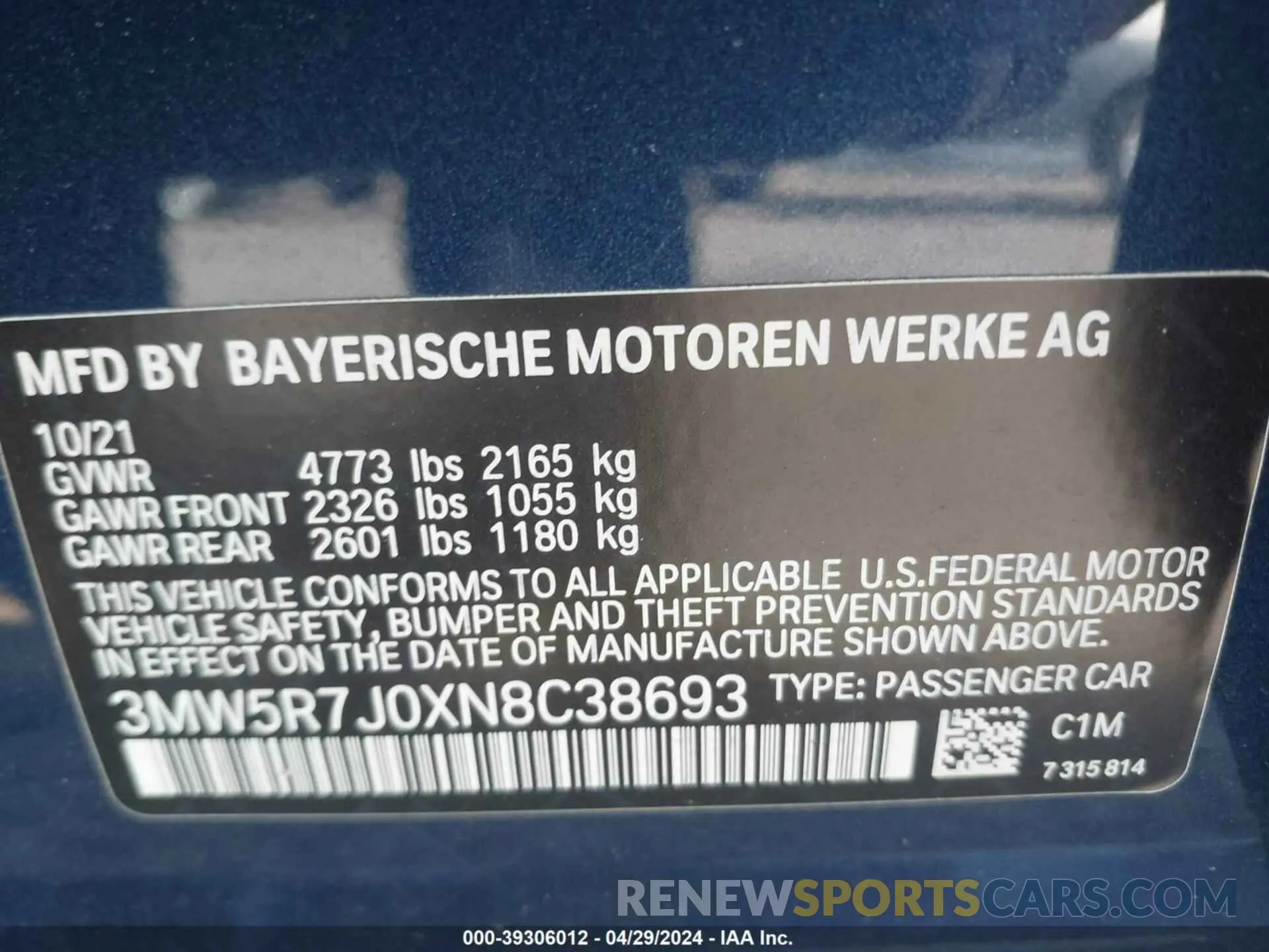 9 Photograph of a damaged car 3MW5R7J0XN8C38693 BMW 330I 2022
