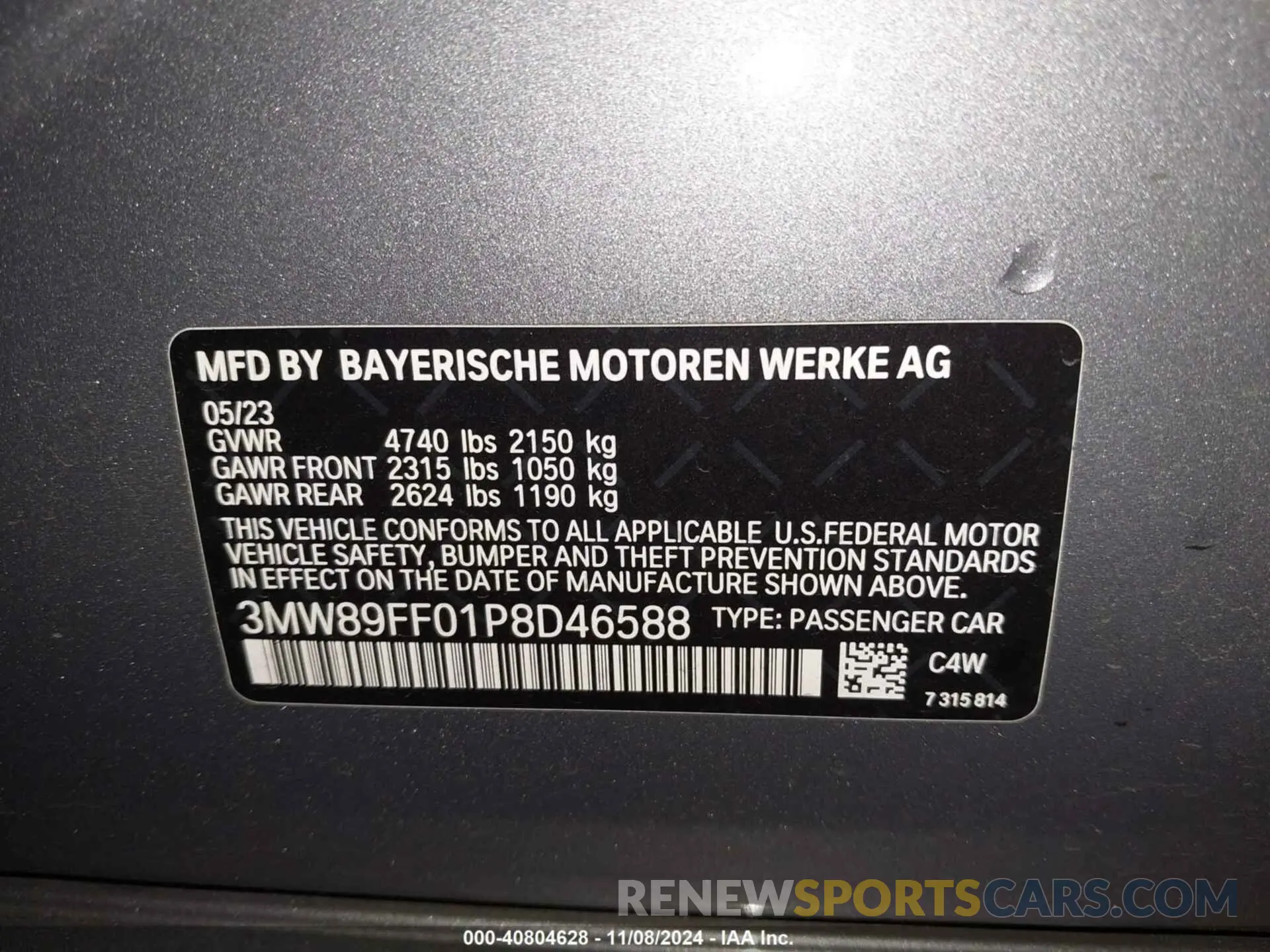 9 Photograph of a damaged car 3MW89FF01P8D46588 BMW 330I 2023