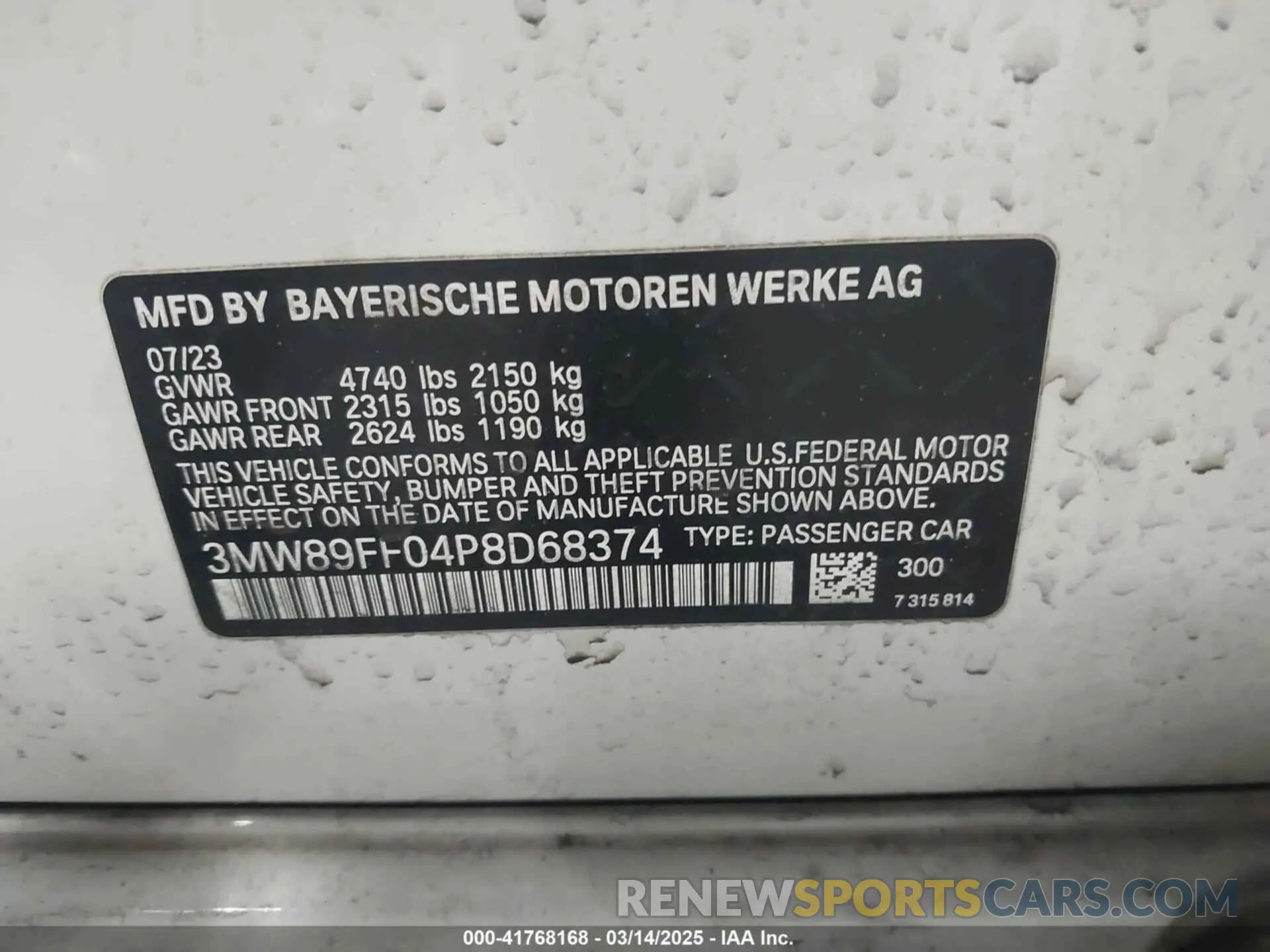 9 Photograph of a damaged car 3MW89FF04P8D68374 BMW 330I 2023