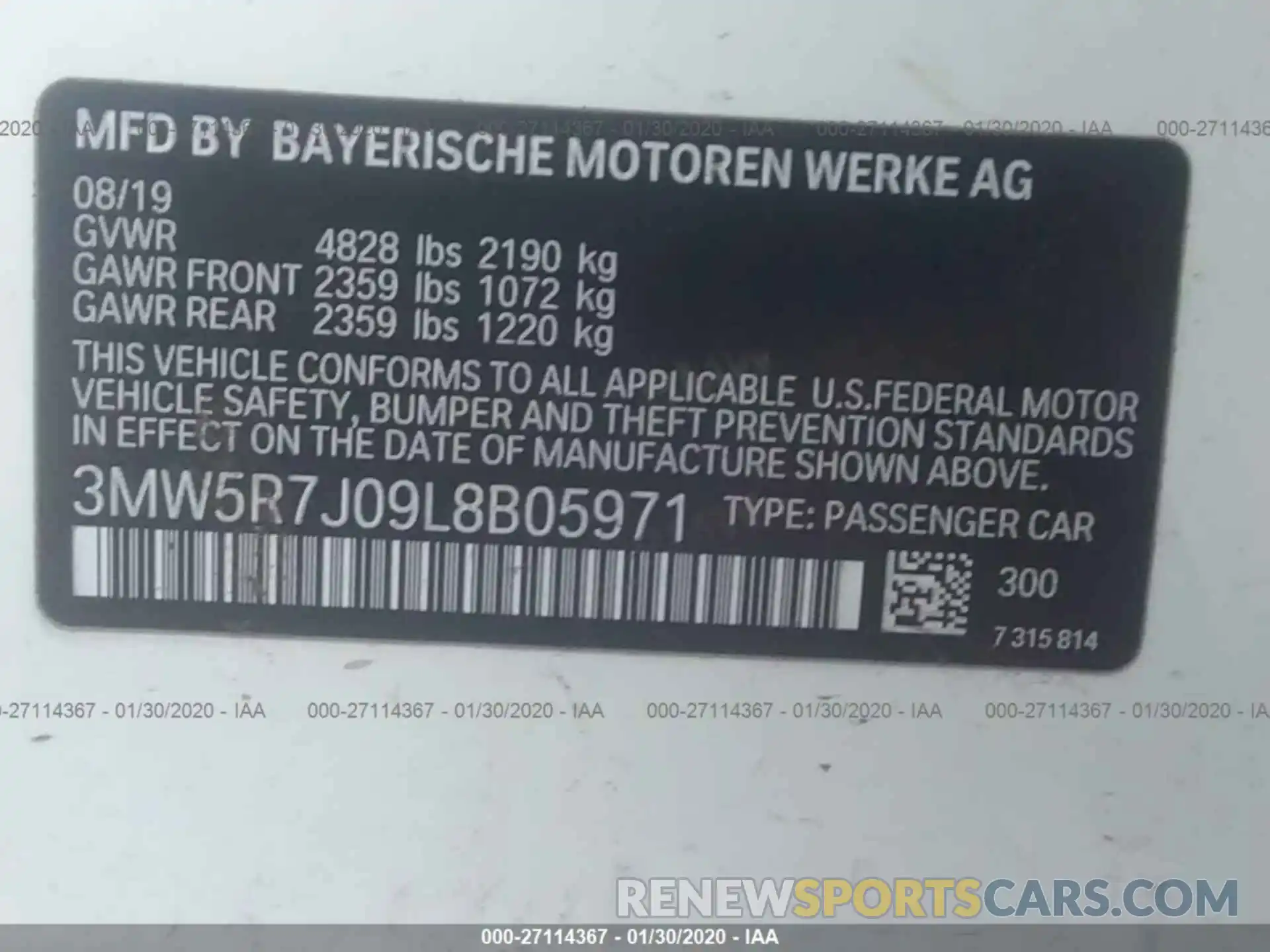 9 Photograph of a damaged car 3MW5R7J09L8B05971 BMW 330XI 2020