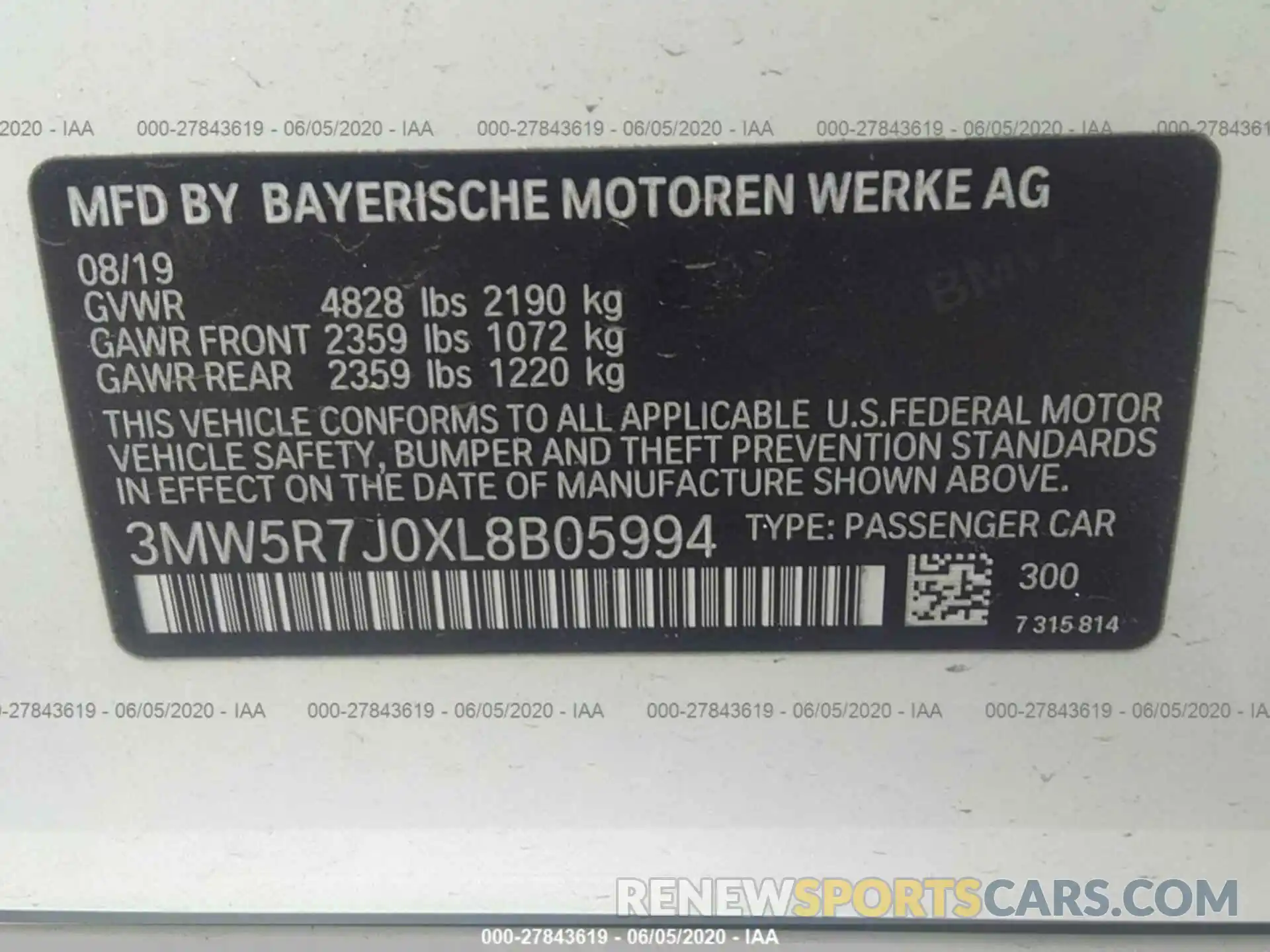 9 Photograph of a damaged car 3MW5R7JDXL8B05994 BMW 330XI 2020