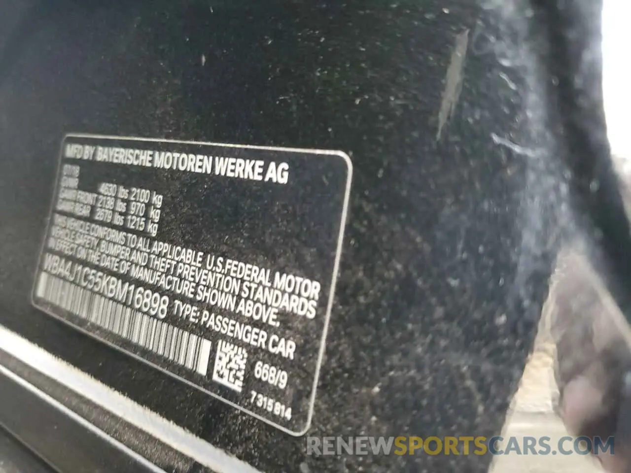 12 Photograph of a damaged car WBA4J1C55KBM16898 BMW 4 SERIES 2019